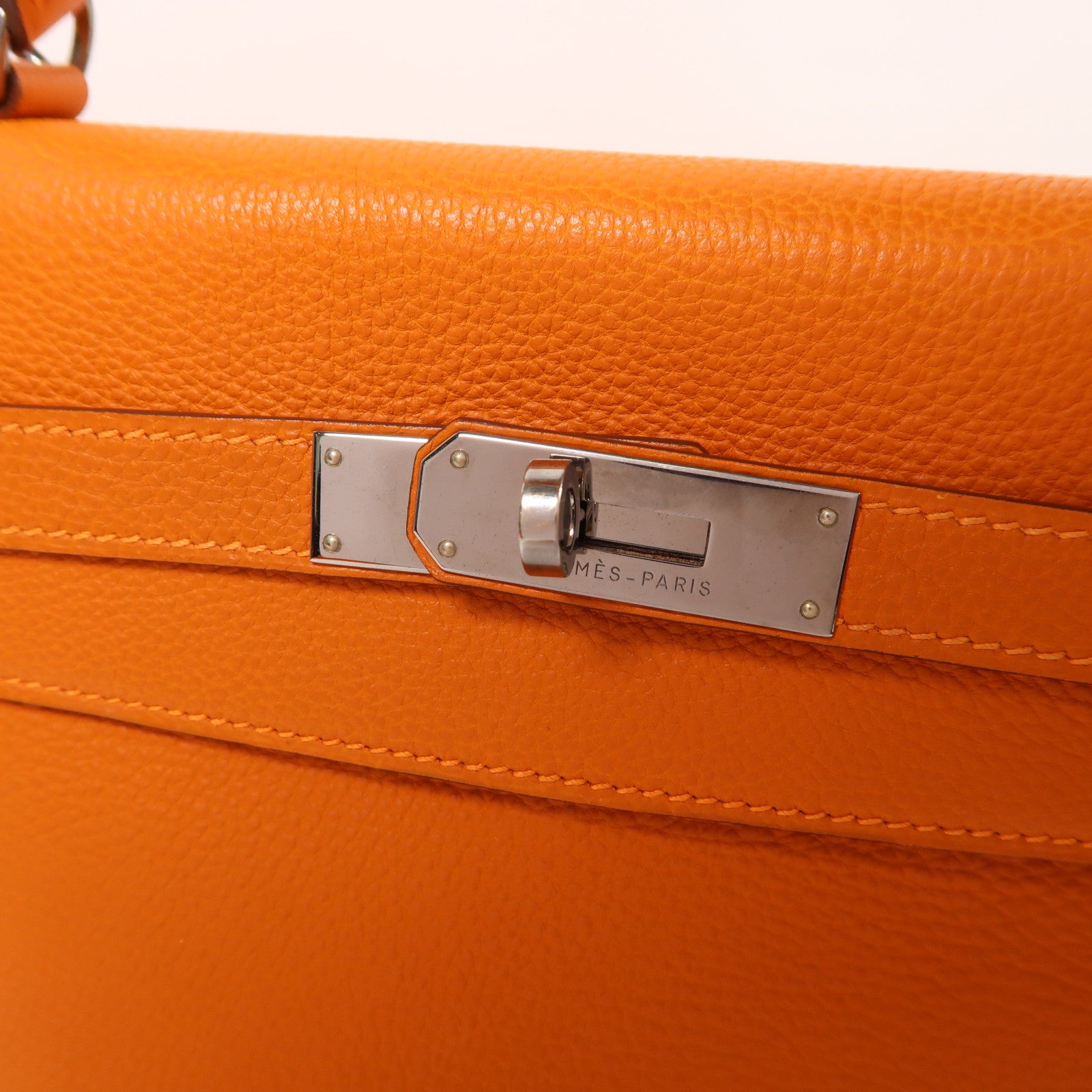 HERMES Clemence皮革Kelly 32手挽肩背兩用袋Potiron