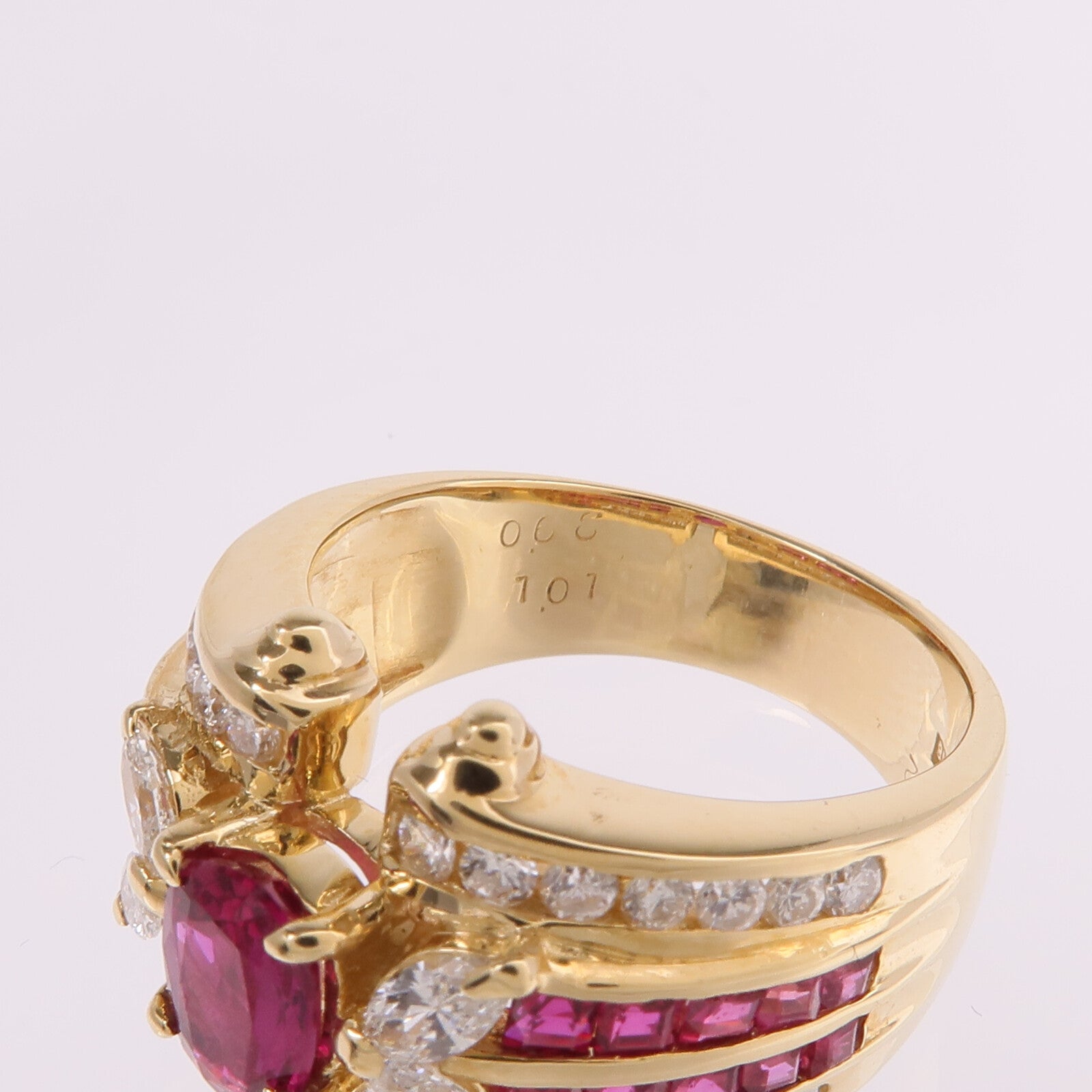 JEWELRY 18K黃金Ruby Diamond Ring紅寶石/鑽石戒指US#6.75