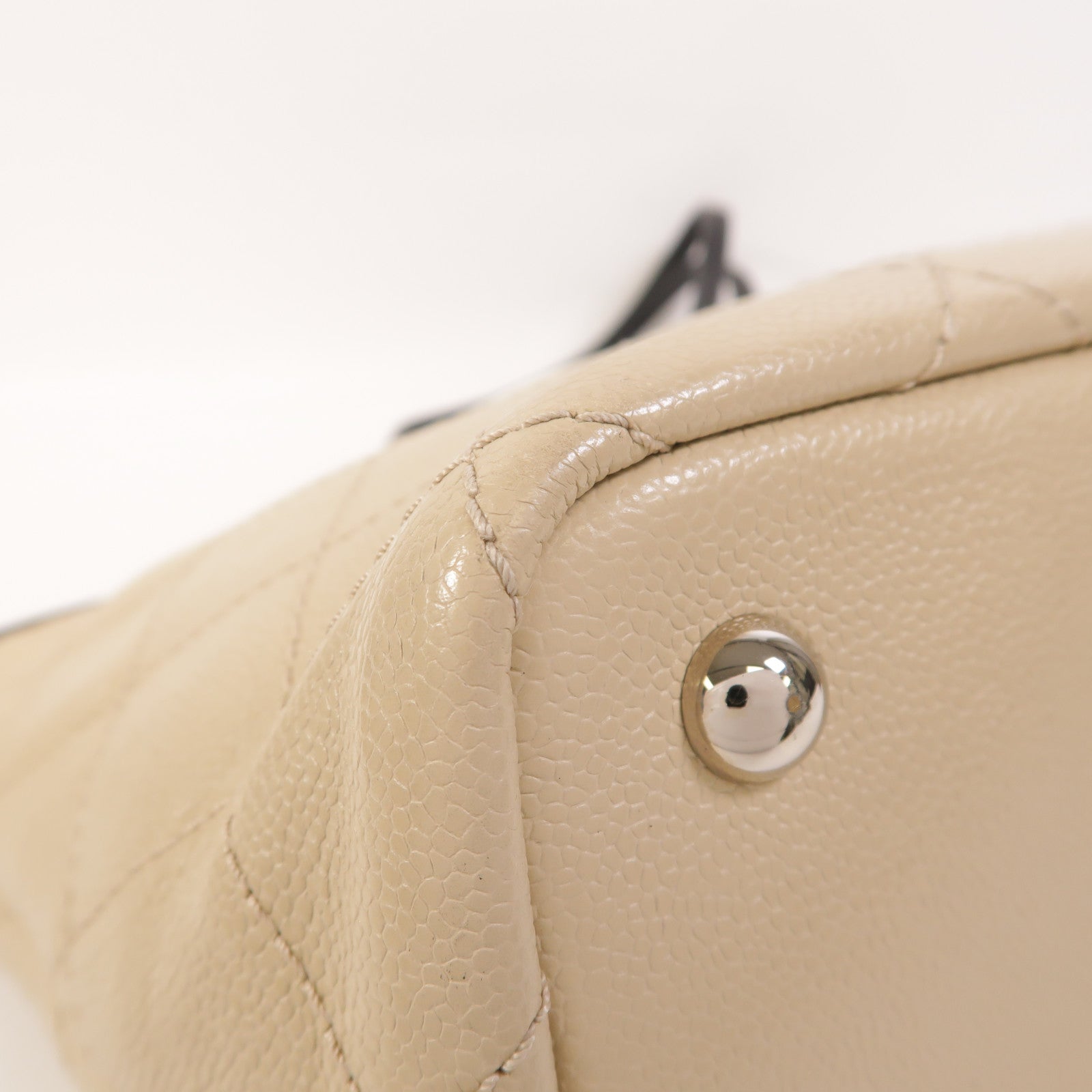 CHANEL 牛皮皮革Tote Bag銀扣肩背袋