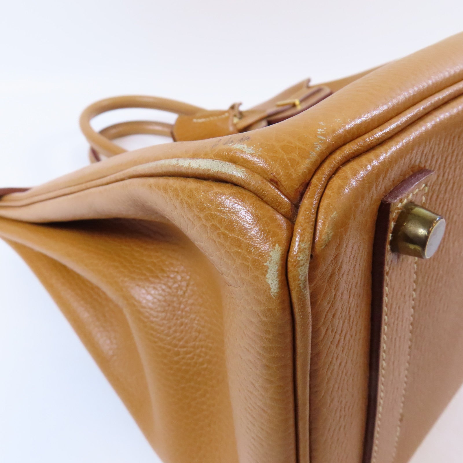 HERMES Ardennes皮革Haut a Courroies 32金扣手挽袋Caramel/啡色