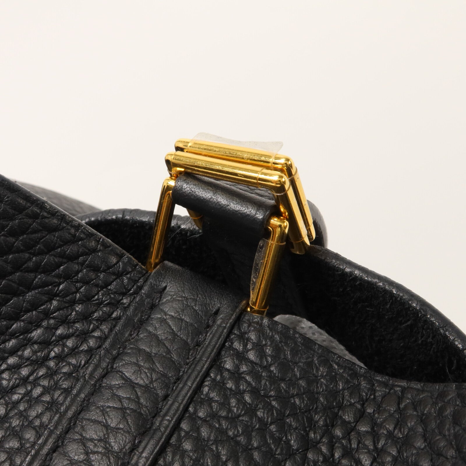 HERMES Clemence皮革Picotin MM扣手挽袋Noir