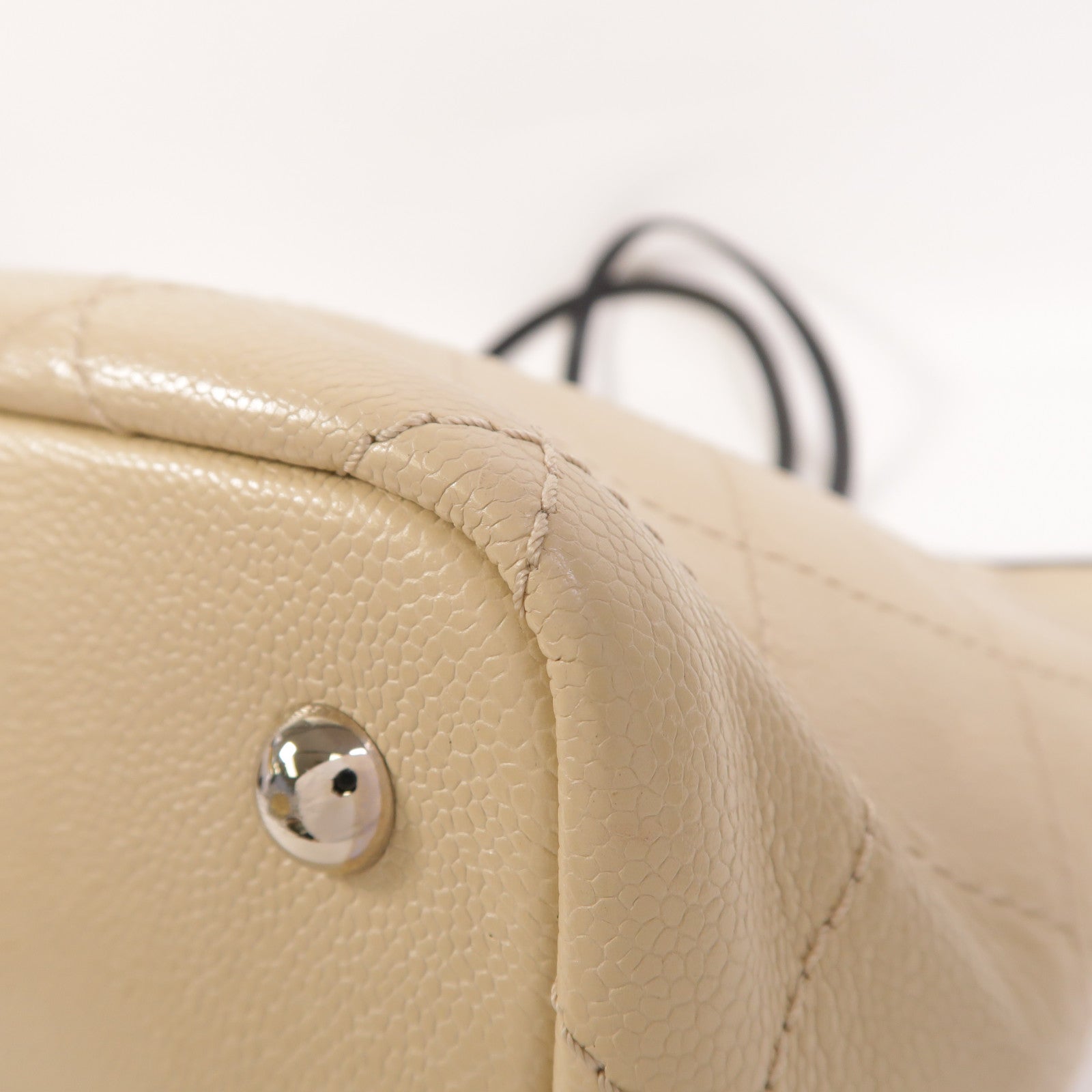 CHANEL 牛皮皮革Tote Bag銀扣肩背袋