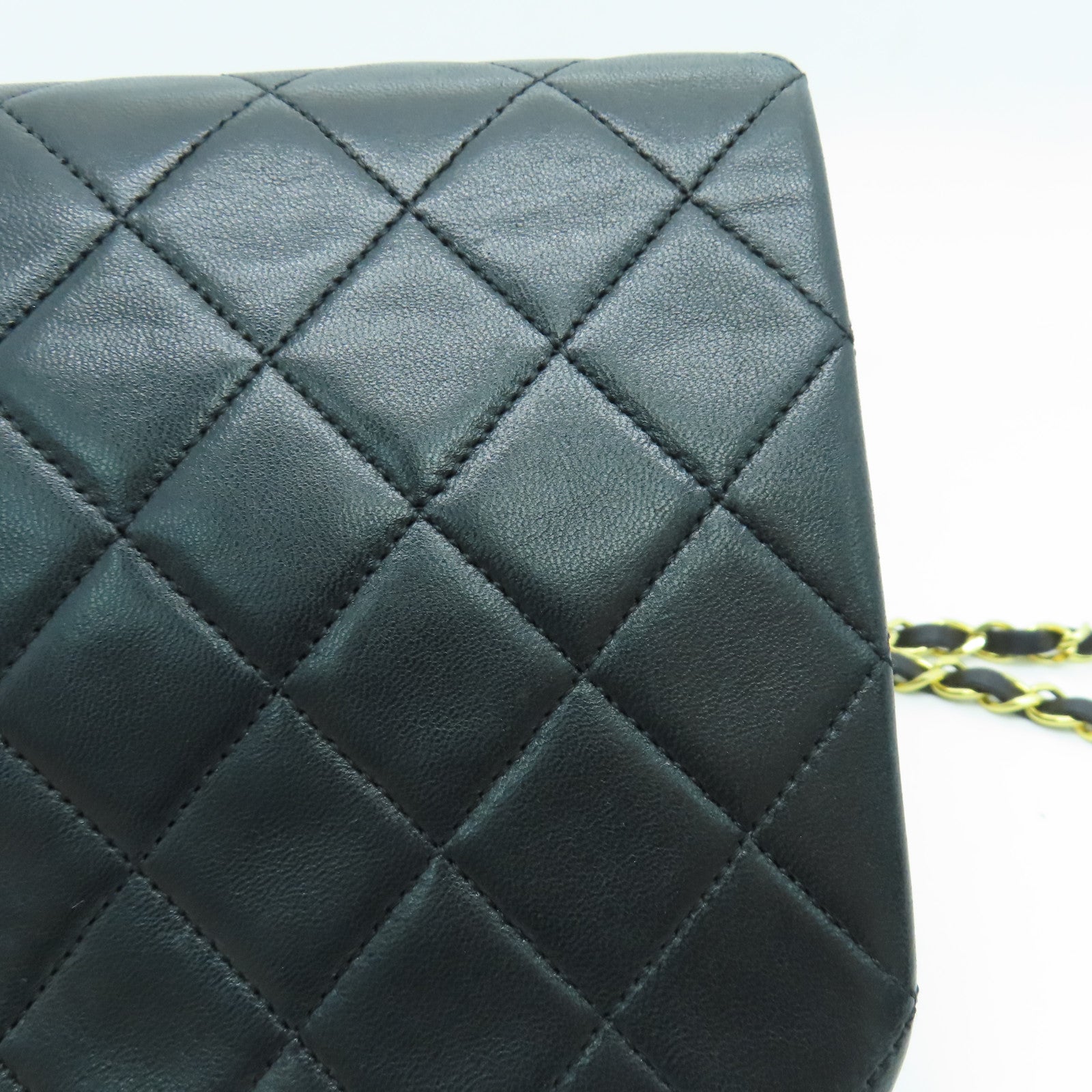 CHANEL 【激減優惠】菱格羊皮皮革Chain Shoulder Bag金扣黑色