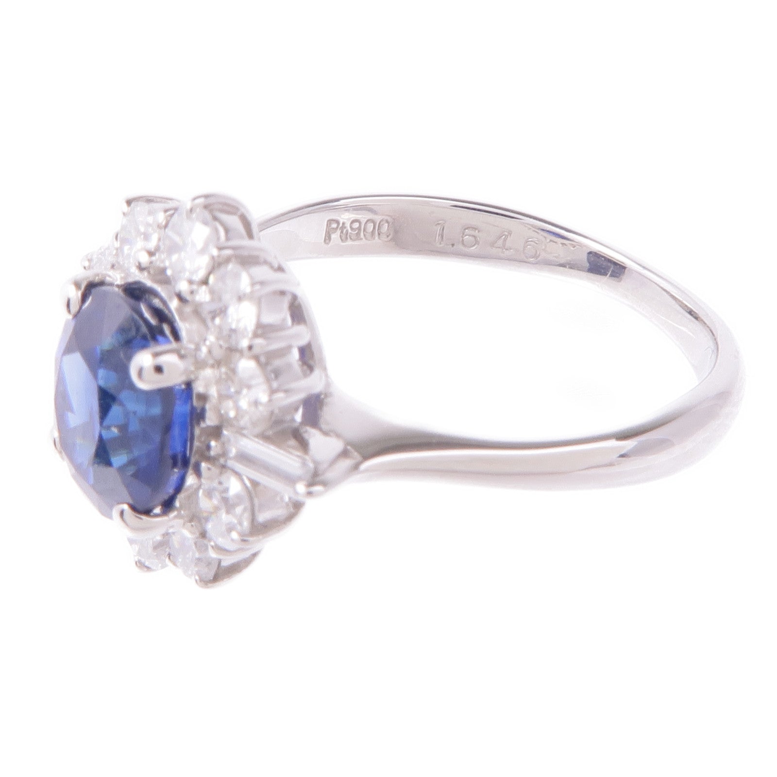 JEWELRY PT900鉑金Sapphire Diamond Ring藍寶石/鑽石戒指US#6.25