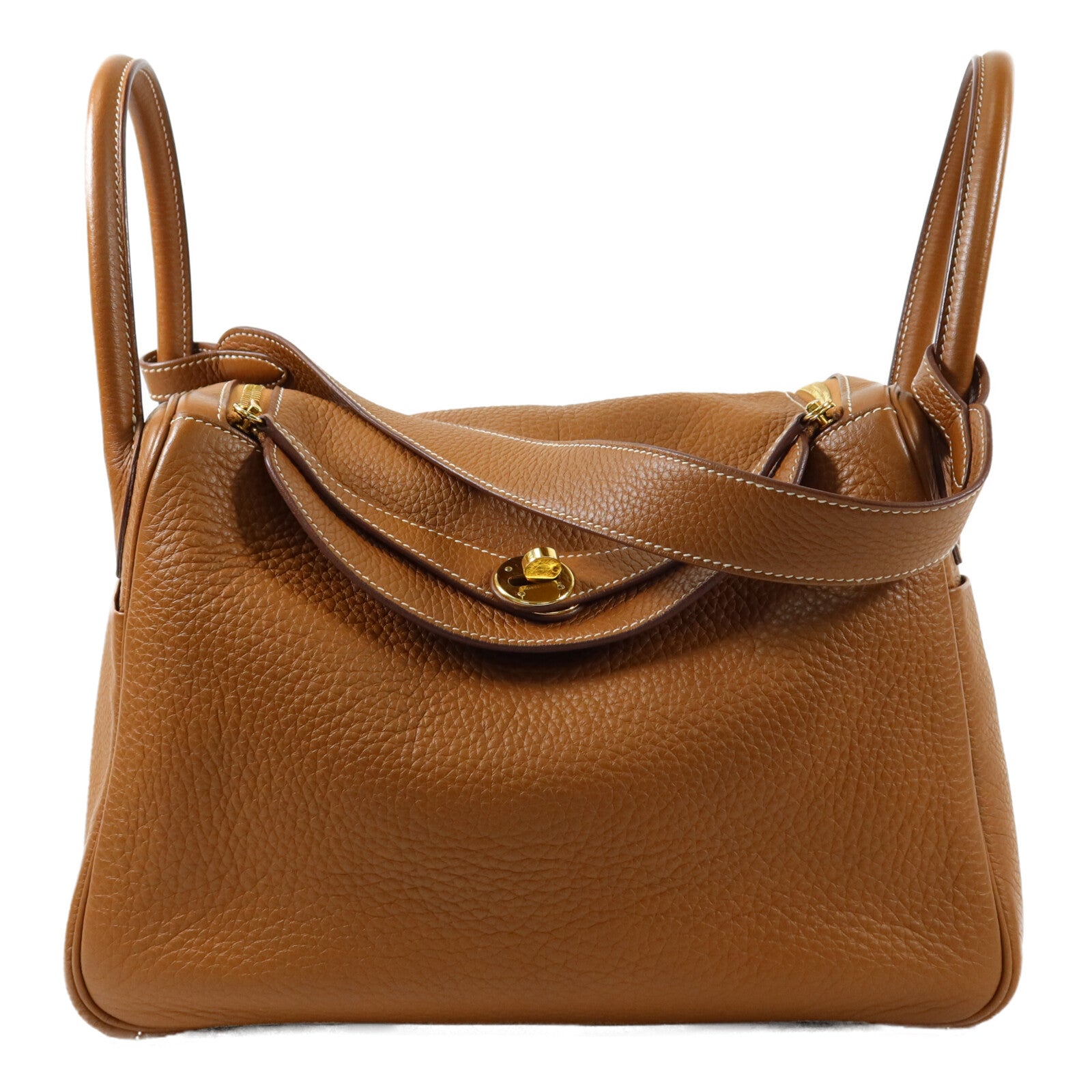 HERMES Clemence皮革Lindy 30手挽肩背兩用袋Gold