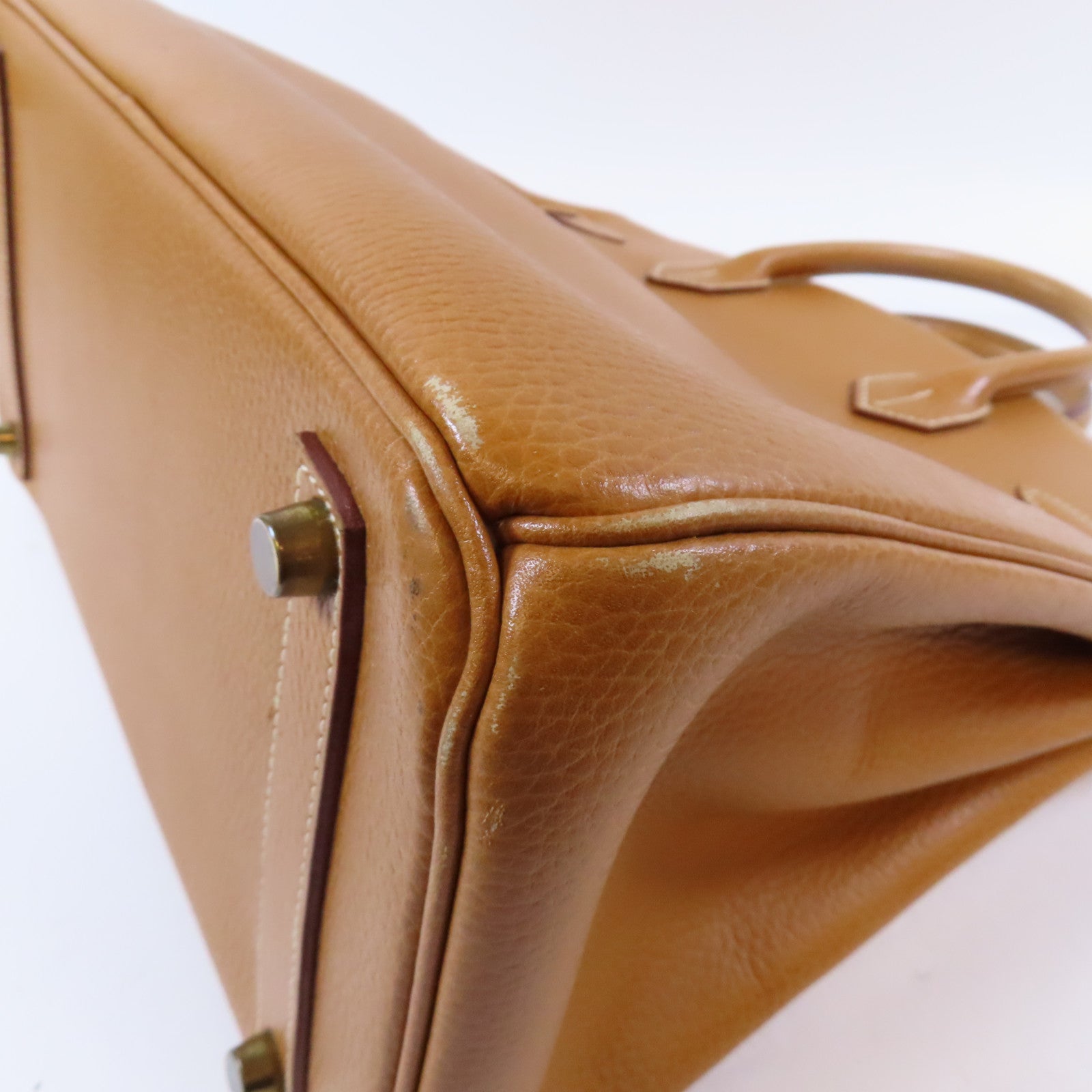 HERMES Ardennes皮革Haut a Courroies 32金扣手挽袋Caramel/啡色