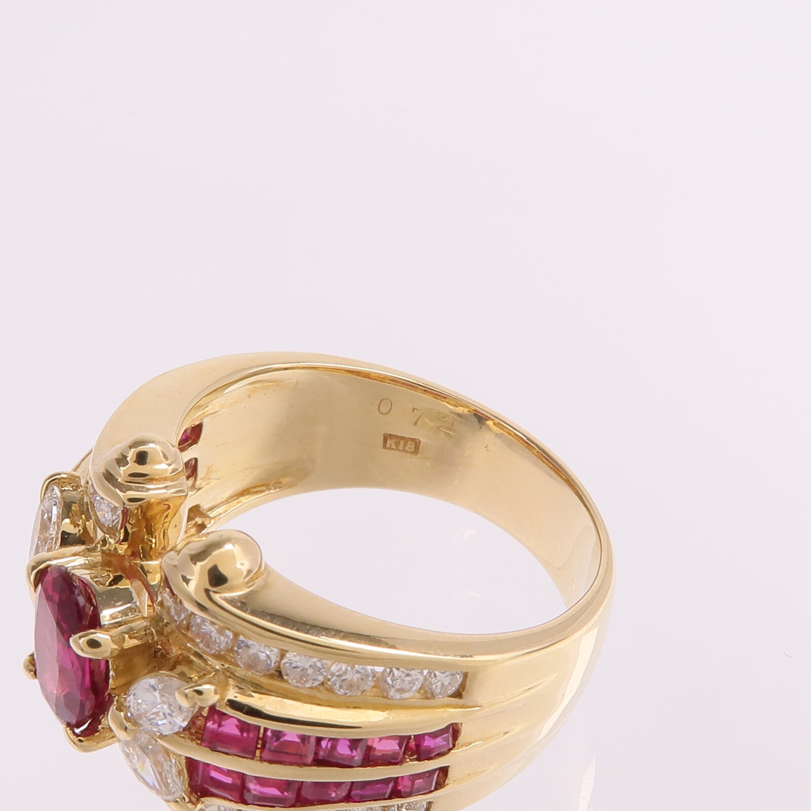 JEWELRY 18K黃金Ruby Diamond Ring紅寶石/鑽石戒指US#6.75