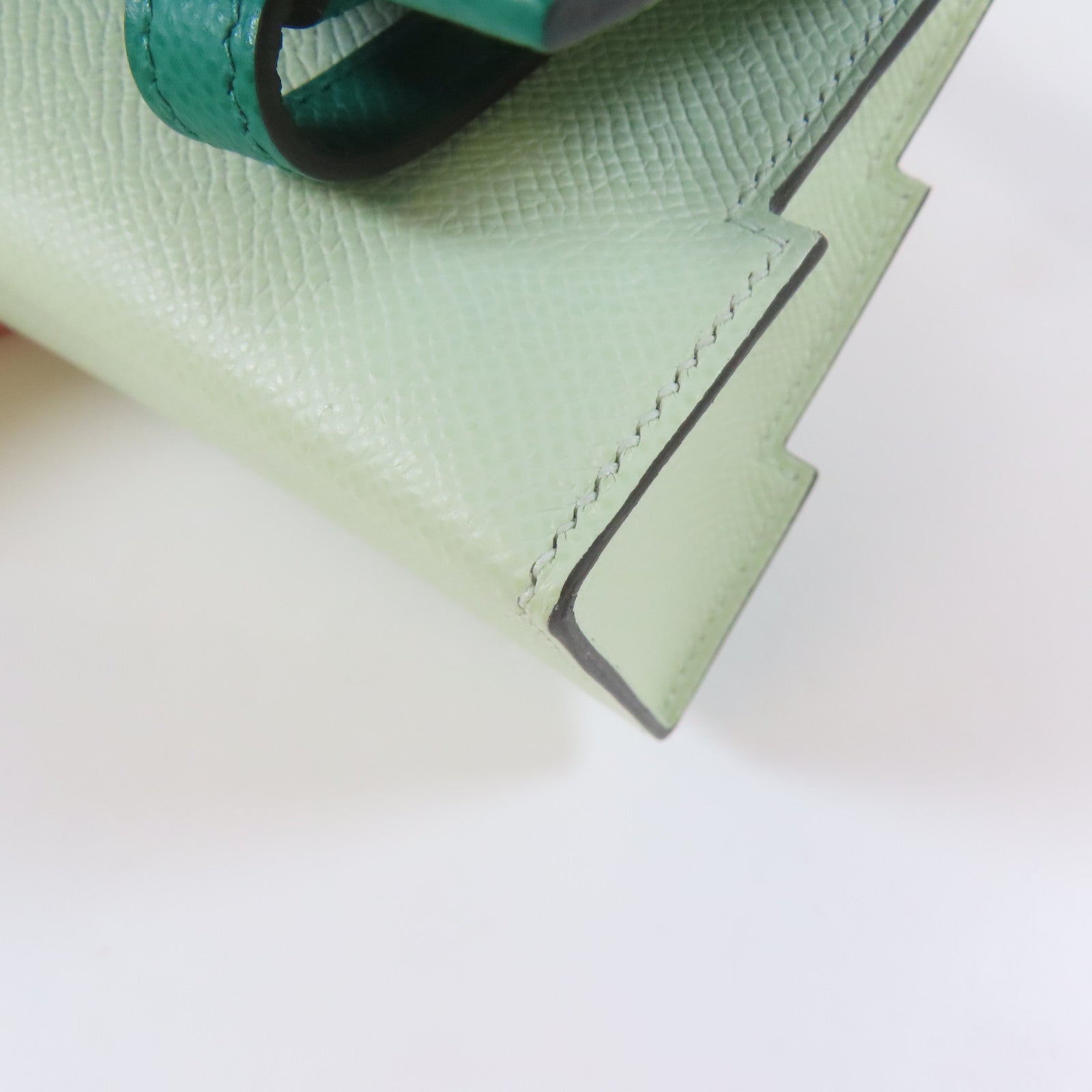 HERMES 【激減優惠】Epsom皮革Kelly Doll銀扣手挽肩背兩用袋Vert Fizz/淺綠色