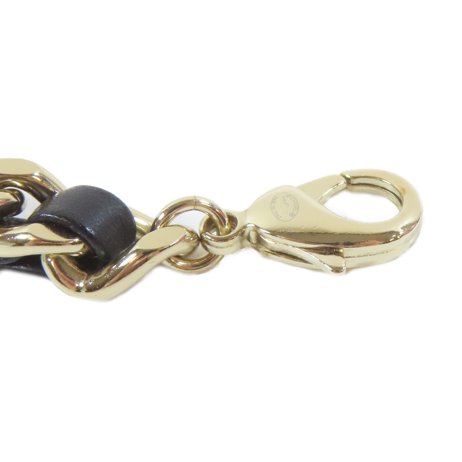 CHANEL 金屬/皮革Necklace項鍊金色/黑色#36cm