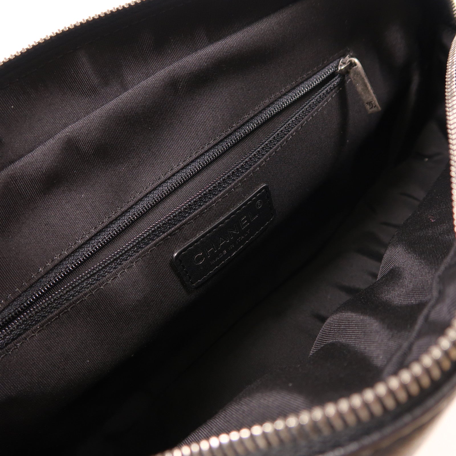 CHANEL CC SHW Shoulder Bag Calfskin Leather Black