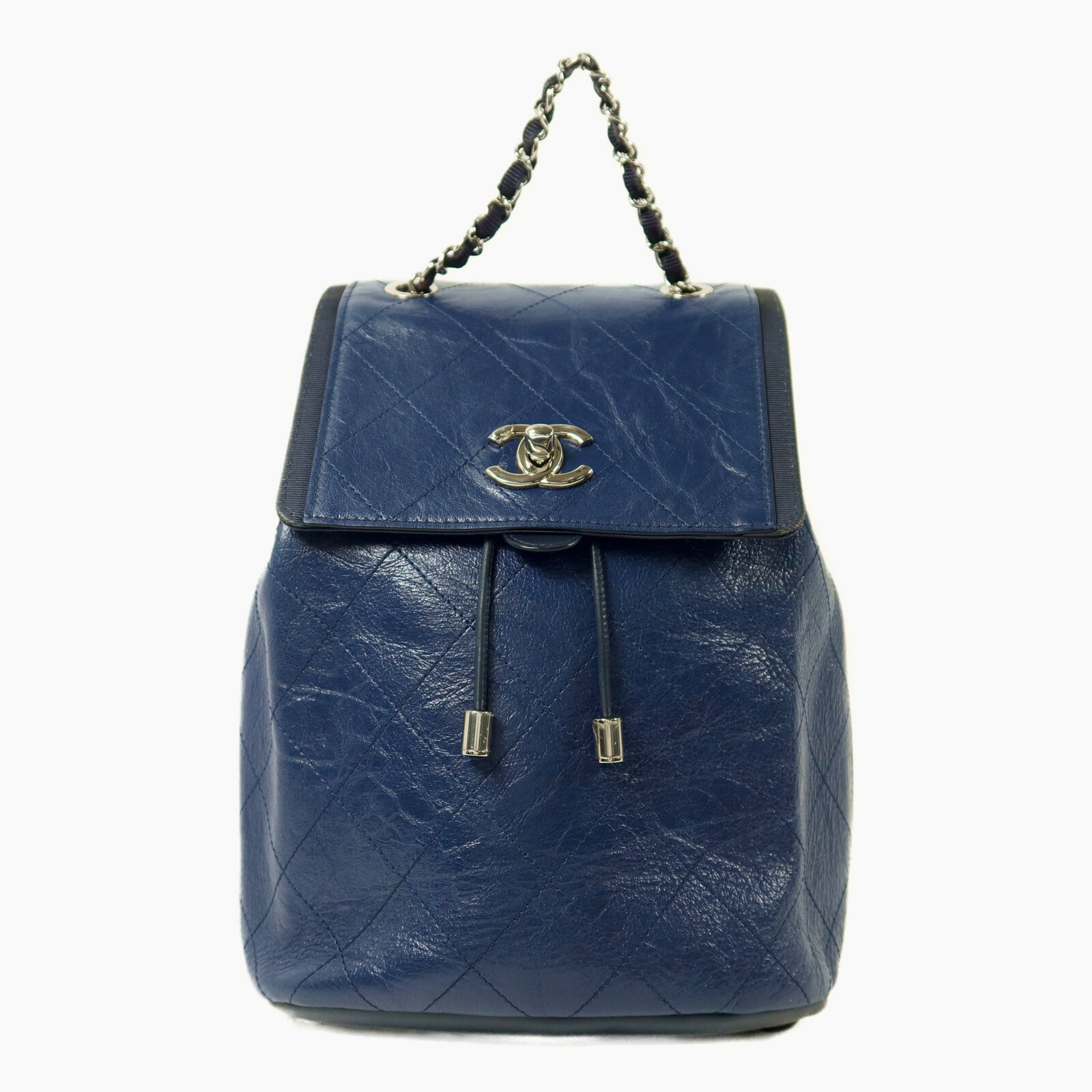 CHANEL 【激減優惠】牛皮皮革Backpack銀扣鏈帶背包