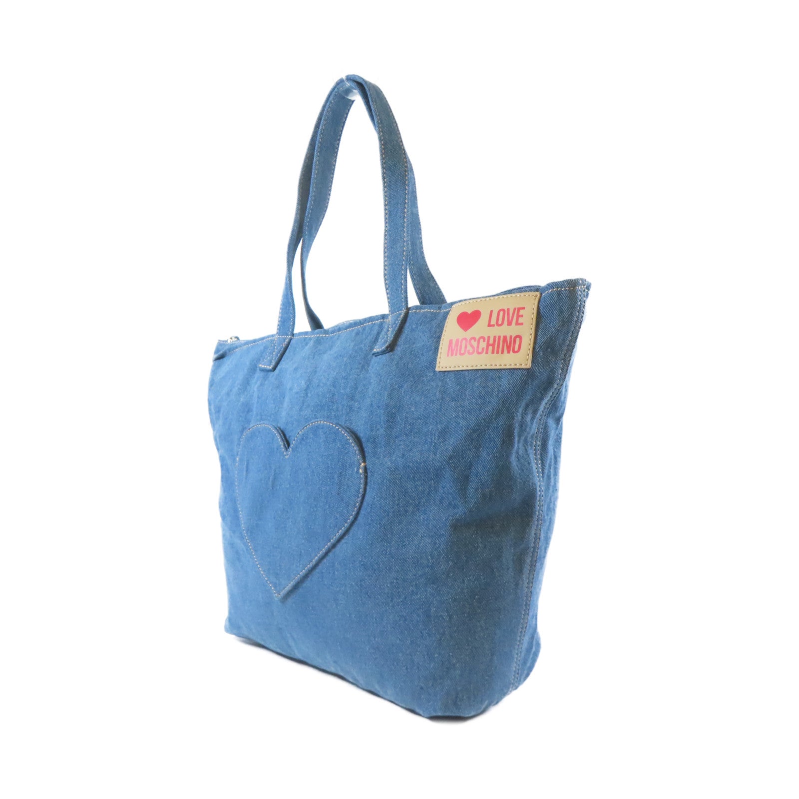 MOSCHINO 【激減優惠】牛仔布料Tote Bag銀扣手挽袋藍色