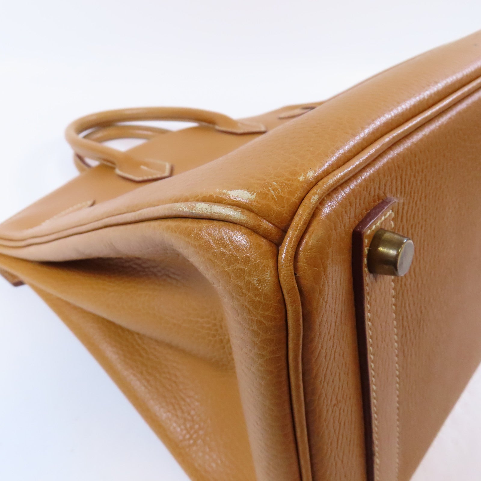 HERMES Ardennes皮革Haut a Courroies 32金扣手挽袋Caramel/啡色