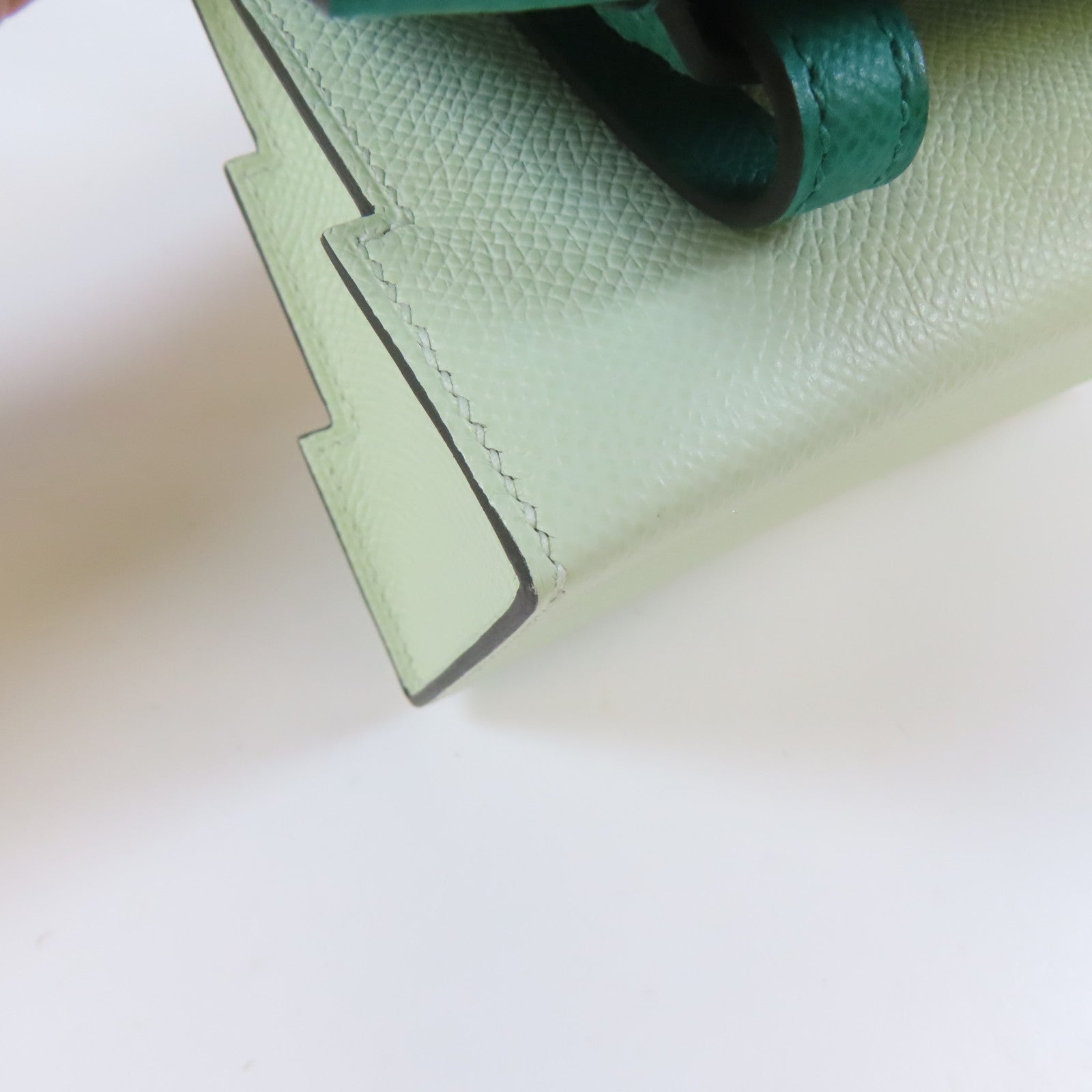 HERMES 【激減優惠】Epsom皮革Kelly Doll銀扣手挽肩背兩用袋Vert Fizz/淺綠色
