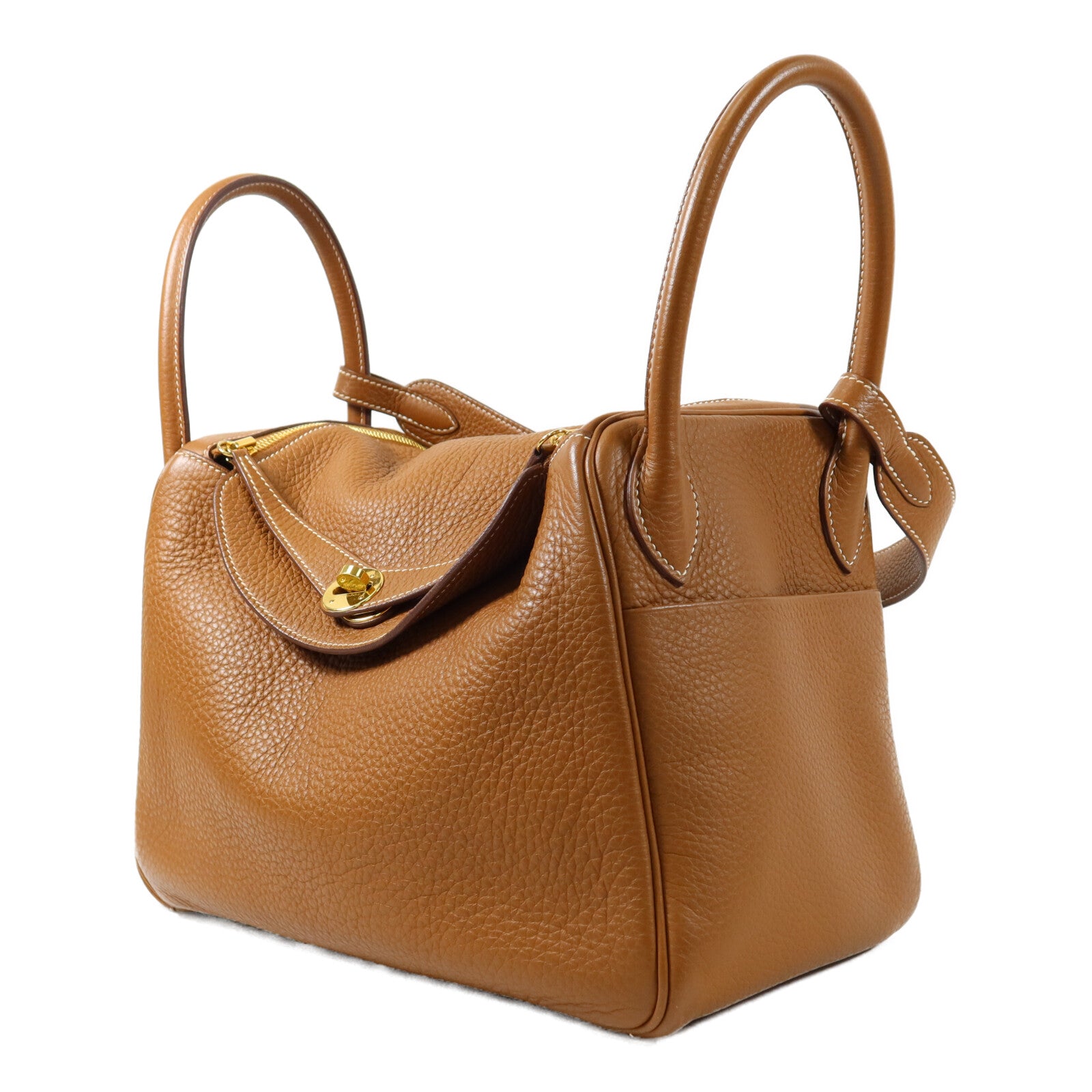 HERMES Clemence皮革Lindy 30手挽肩背兩用袋Gold