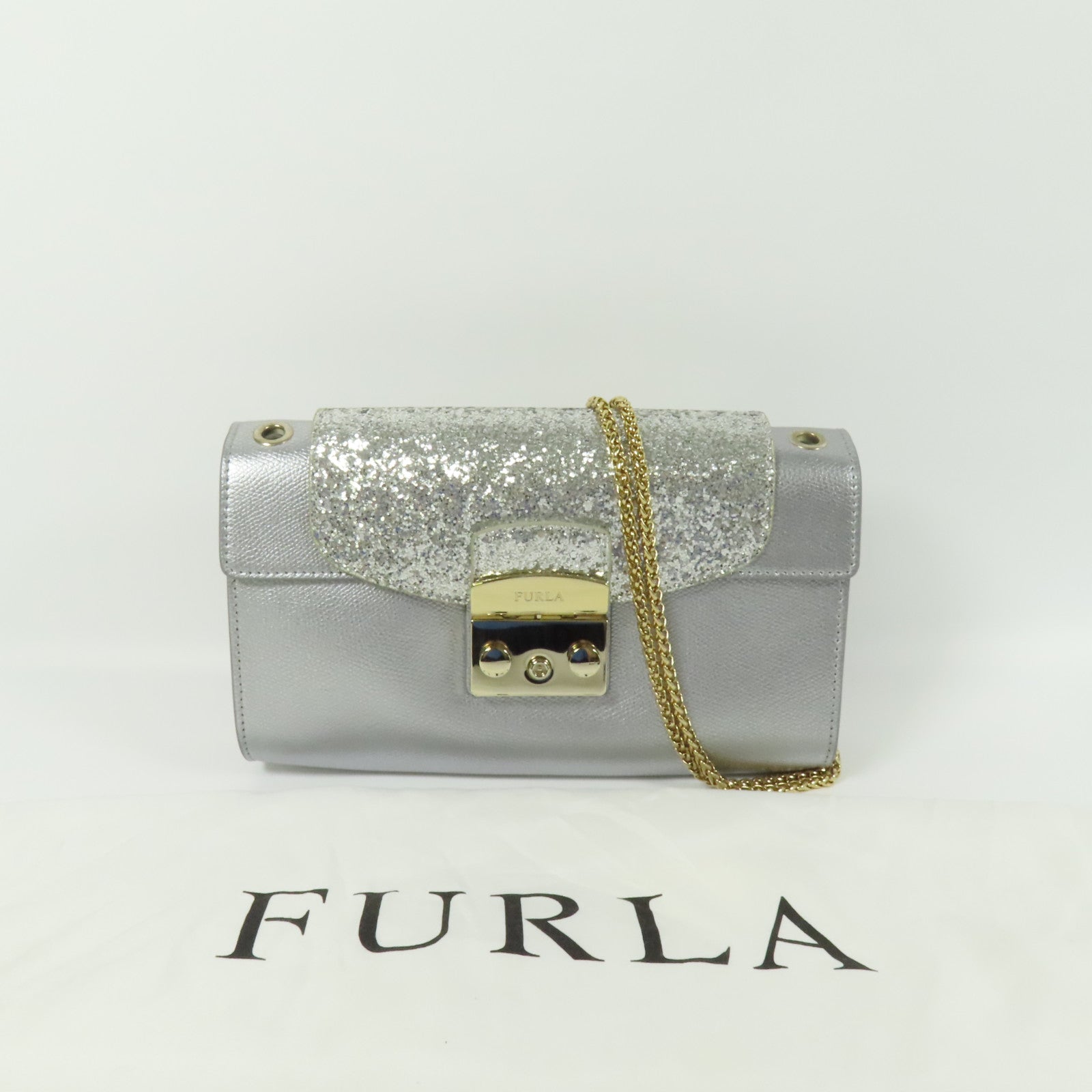Furla 牛皮皮革Shoulder Bag金扣肩背袋