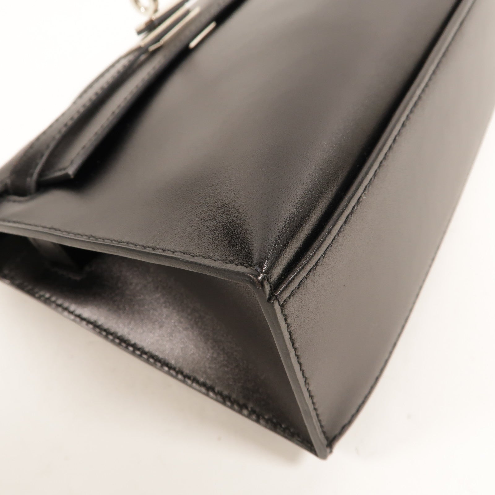 HERMES Box Calf皮革Kelly Pochette手挽袋Noir