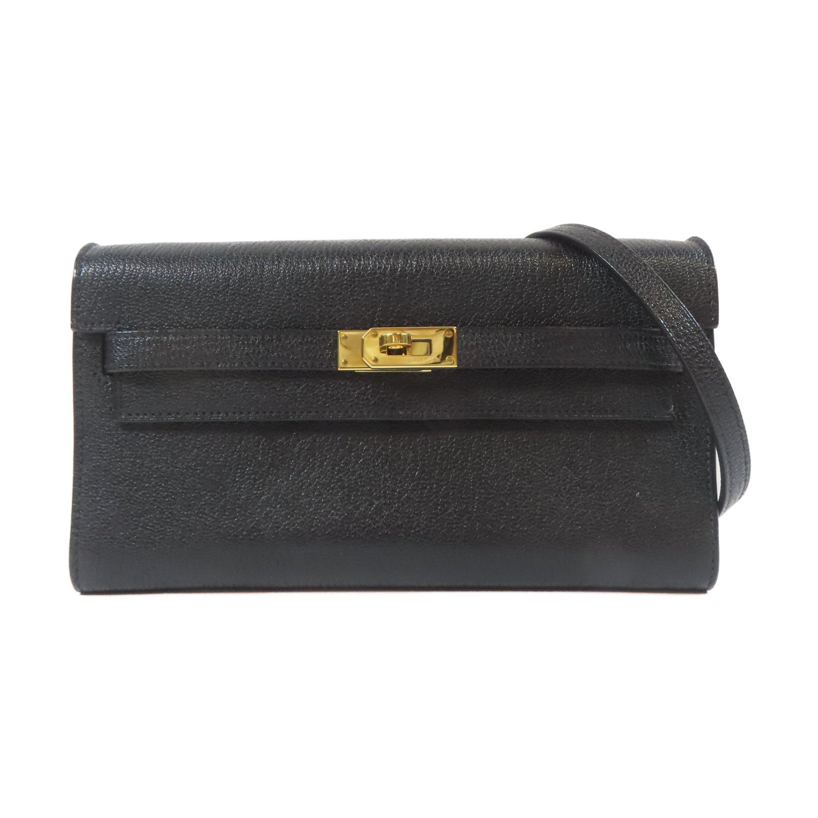 HERMES Chevre皮革Kelly To Go金扣肩背袋Noir黑色