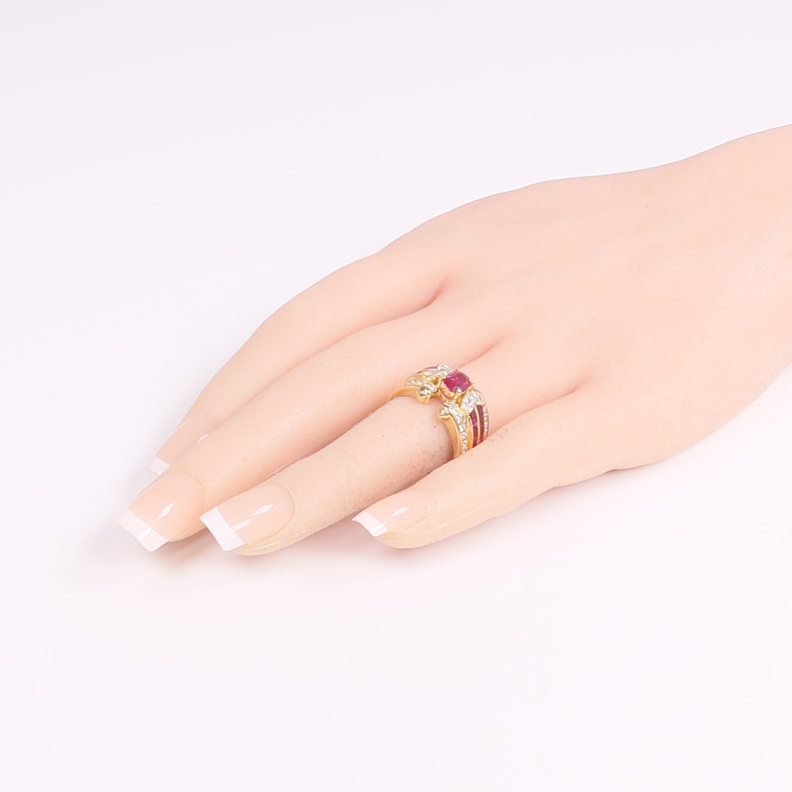 JEWELRY 18K黃金Ruby Diamond Ring紅寶石/鑽石戒指US#6.75