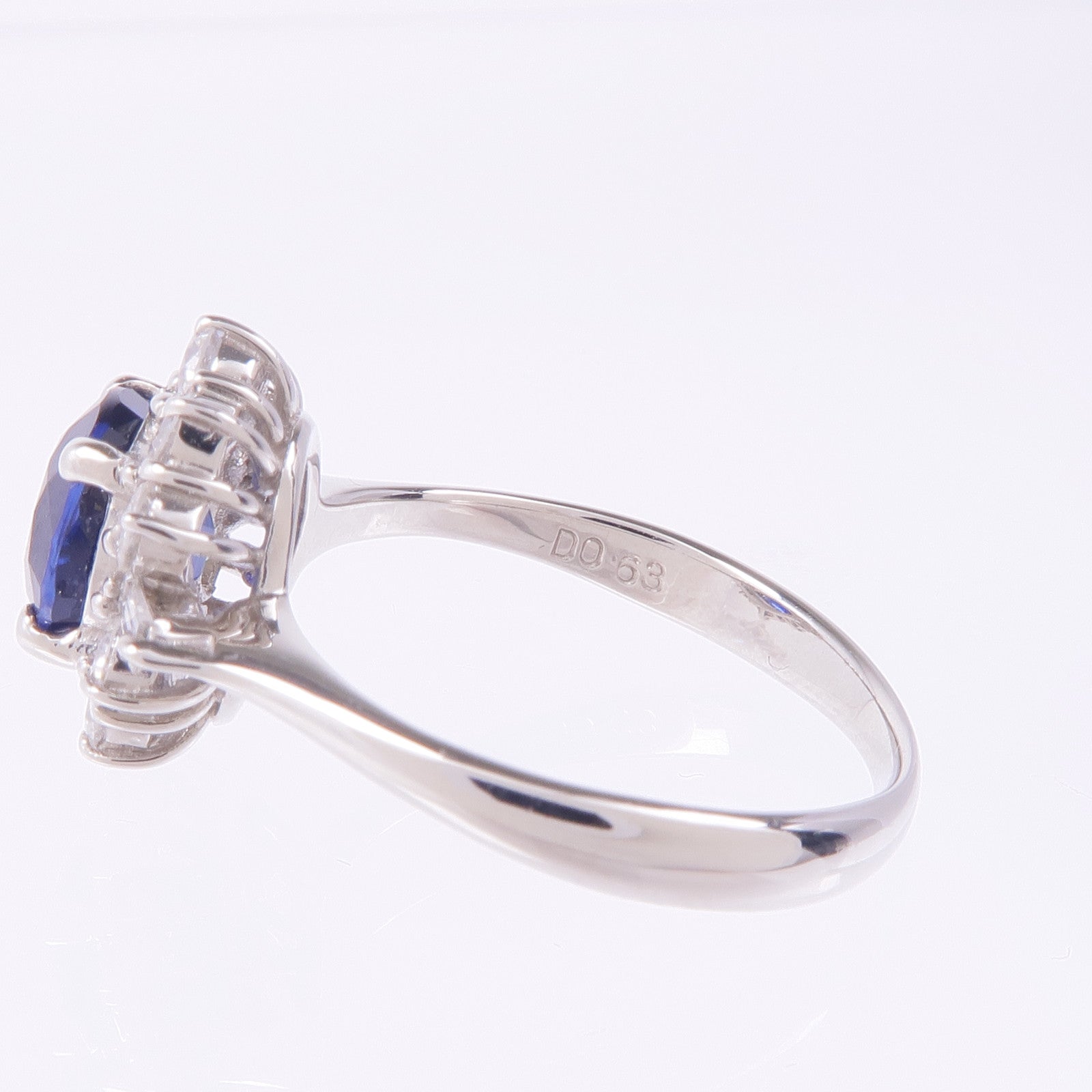 JEWELRY PT900鉑金Sapphire Diamond Ring藍寶石/鑽石戒指US#6.25