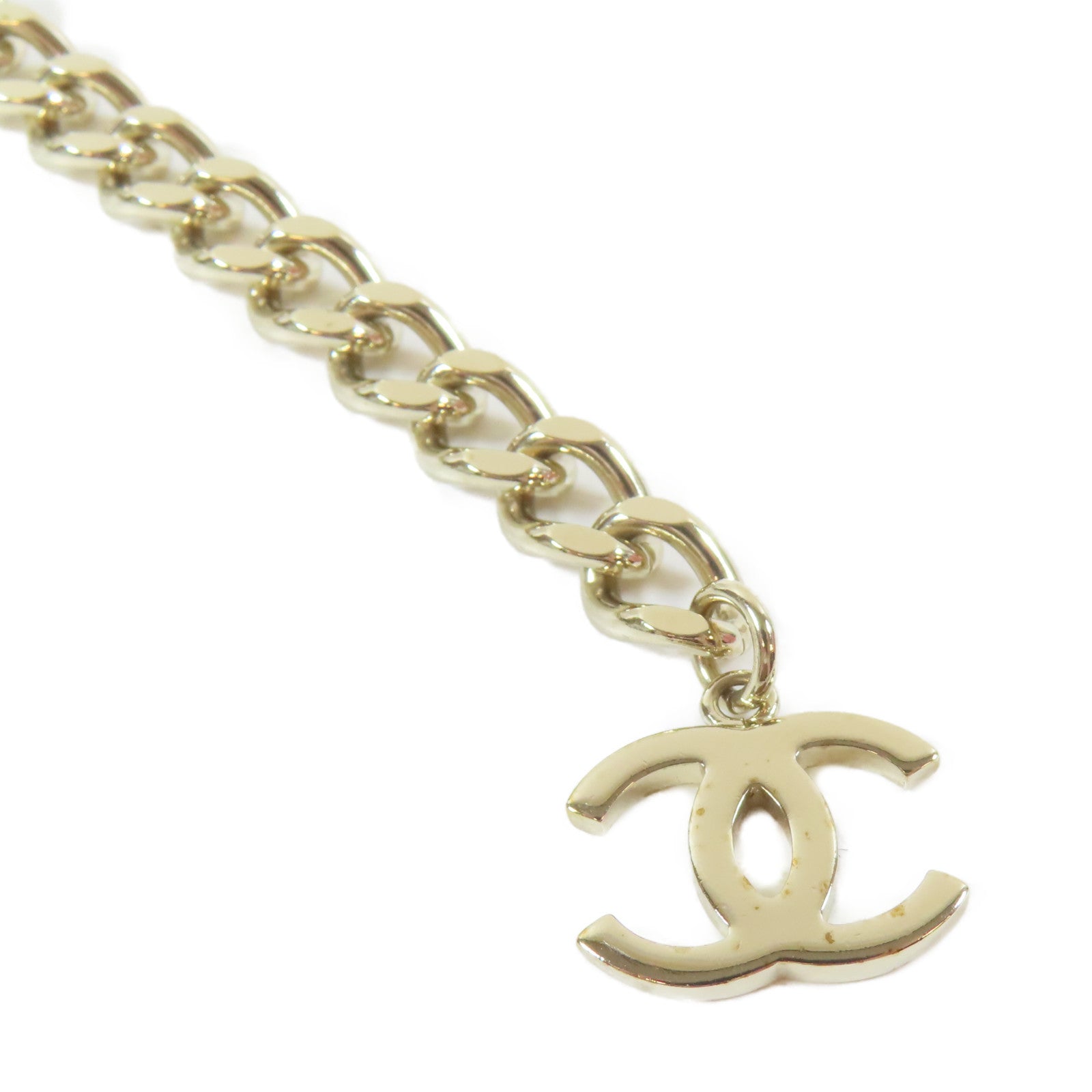 CHANEL 金屬/皮革Necklace項鍊金色/黑色#36cm