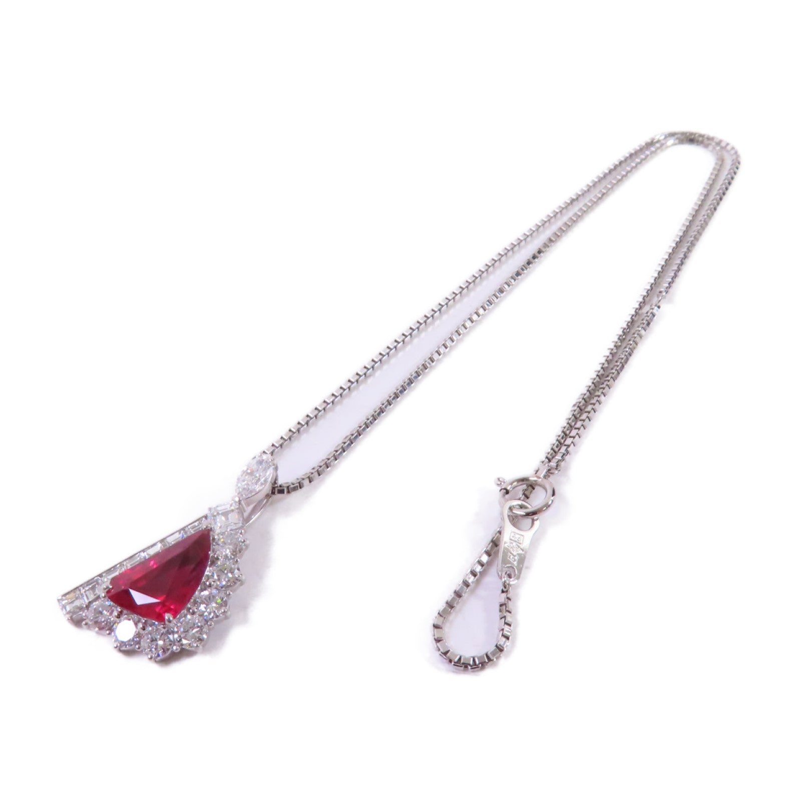 JEWELRY PT850鉑金/2.30ct紅寶石/1.64ct鑽石Ruby/Diamond Necklace項鏈