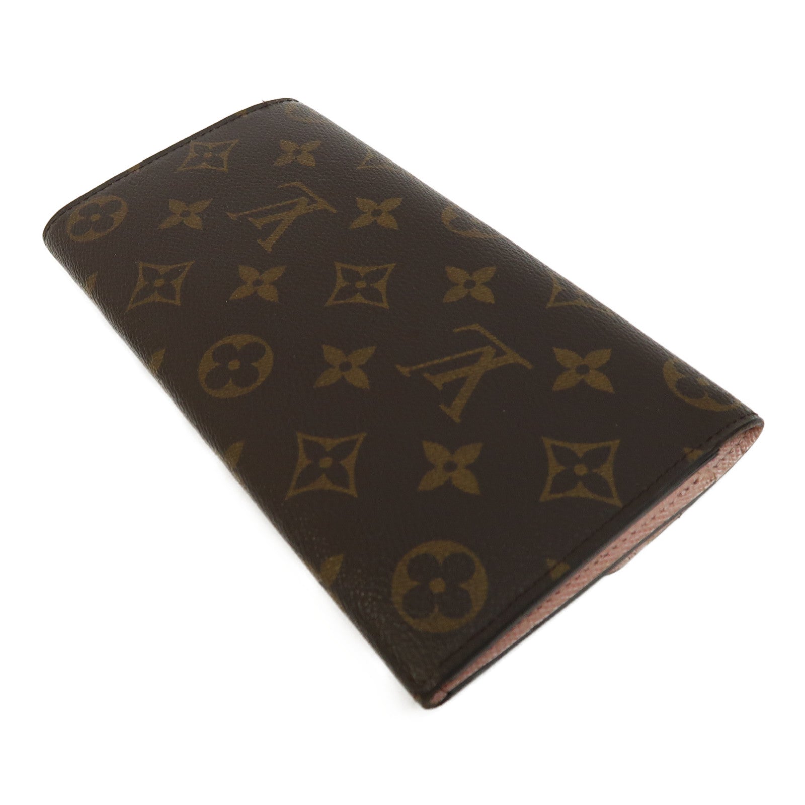 LOUIS VUITTON Monogram Emilie Wallet金扣長錢包啡色/粉紅色