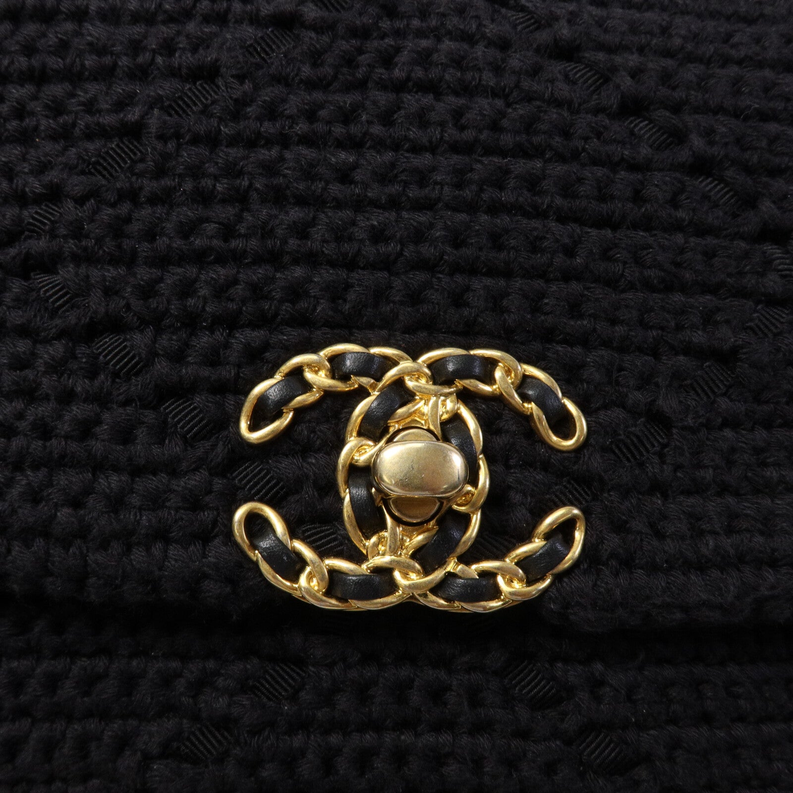 CHANEL 棉質Chanel 19 Medium鏈帶肩背袋