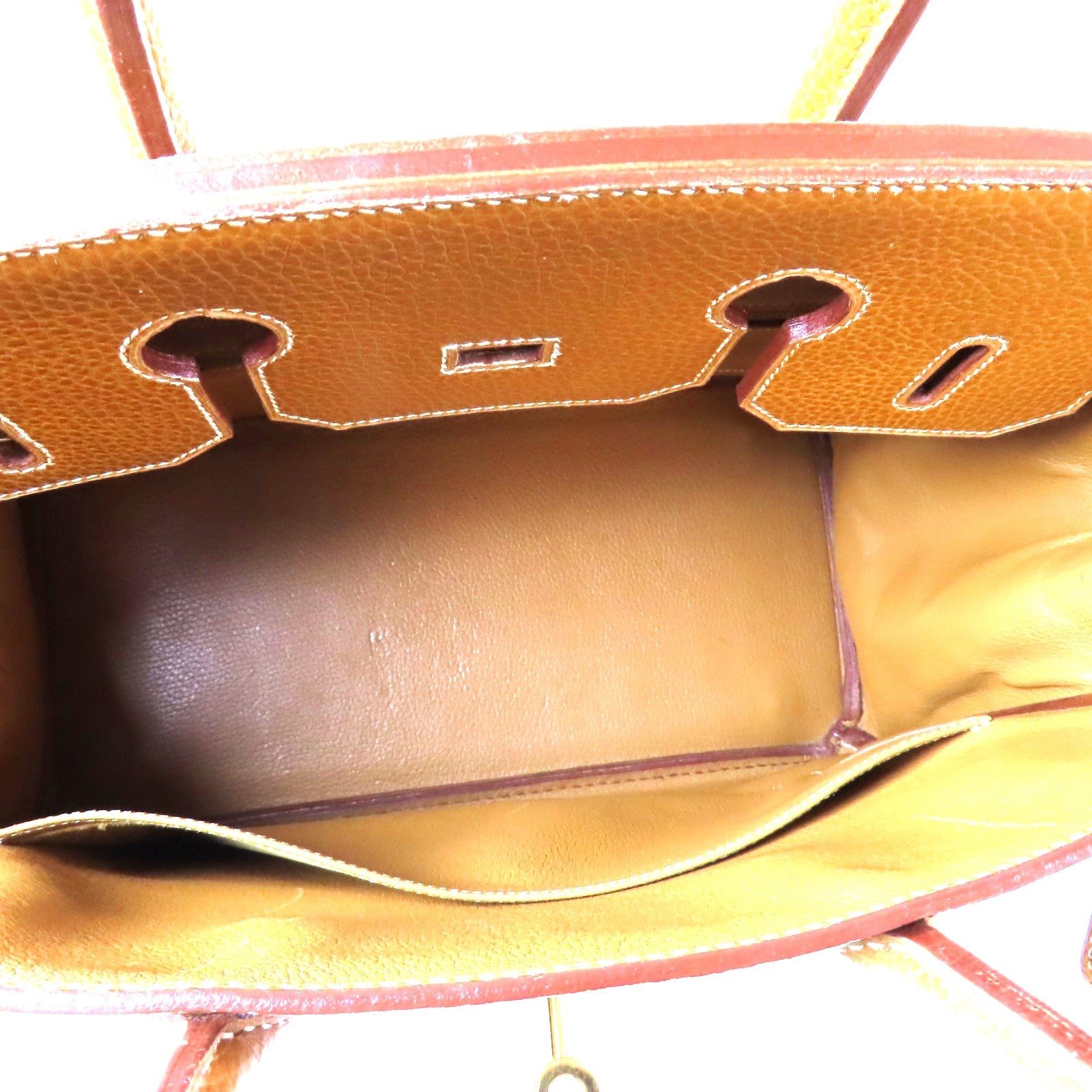 HERMES Ardennes皮革Haut a Courroies 32金扣手挽袋Caramel/啡色