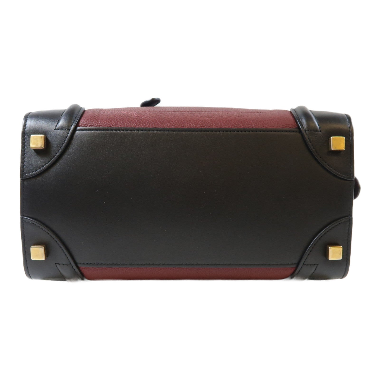 CELINE 牛皮皮革Luggage金扣手挽袋紅色/黑色