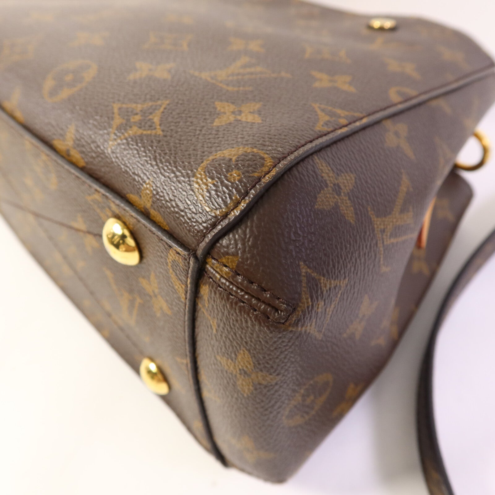 LOUIS VUITTON Monogram Montaigne BB金扣手挽肩背兩用袋棕色