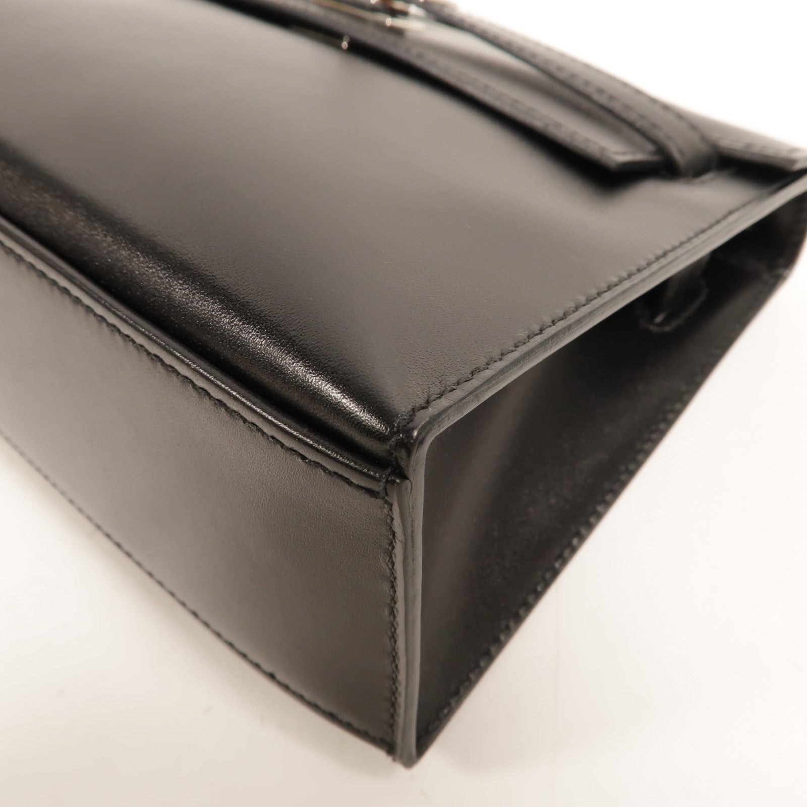 HERMES Box Calf皮革Kelly Pochette手挽袋Noir