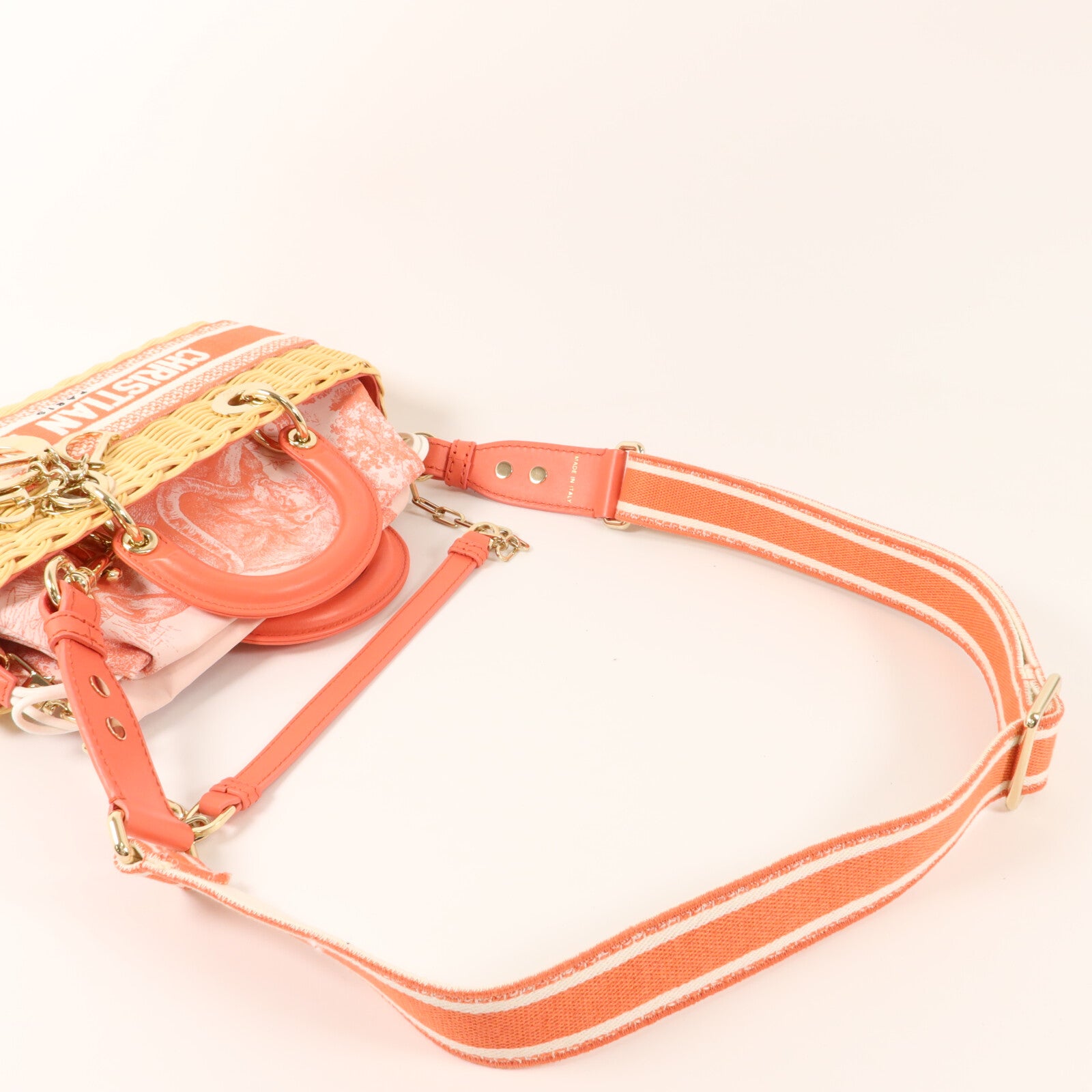 Dior 藤/帆布Dioriviera Lady D-Joy手挽肩背兩用袋