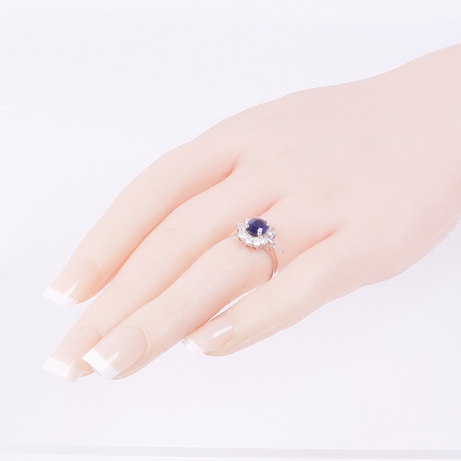 JEWELRY PT900鉑金Sapphire Diamond Ring藍寶石/鑽石戒指US#6.25