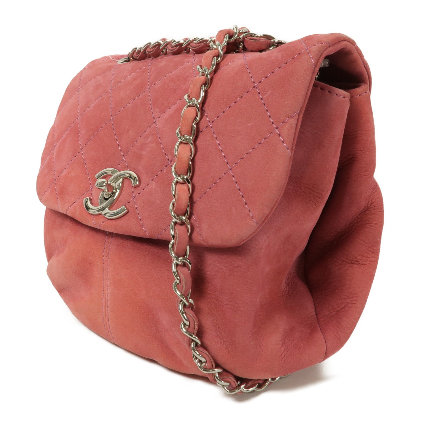 CHANEL 絨布Chain Shoulder鏈帶肩背袋