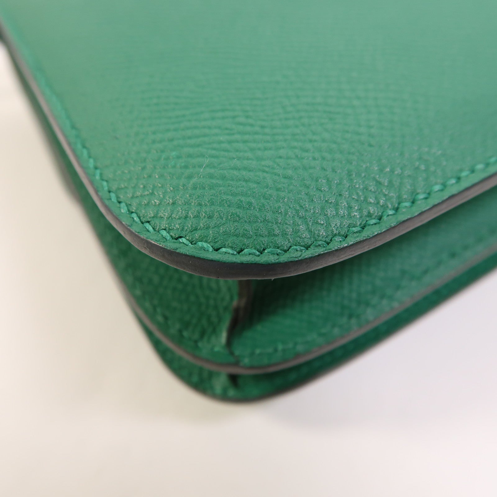 HERMES Epsom皮革Constance Mini銀扣肩背袋Vert Vertigo