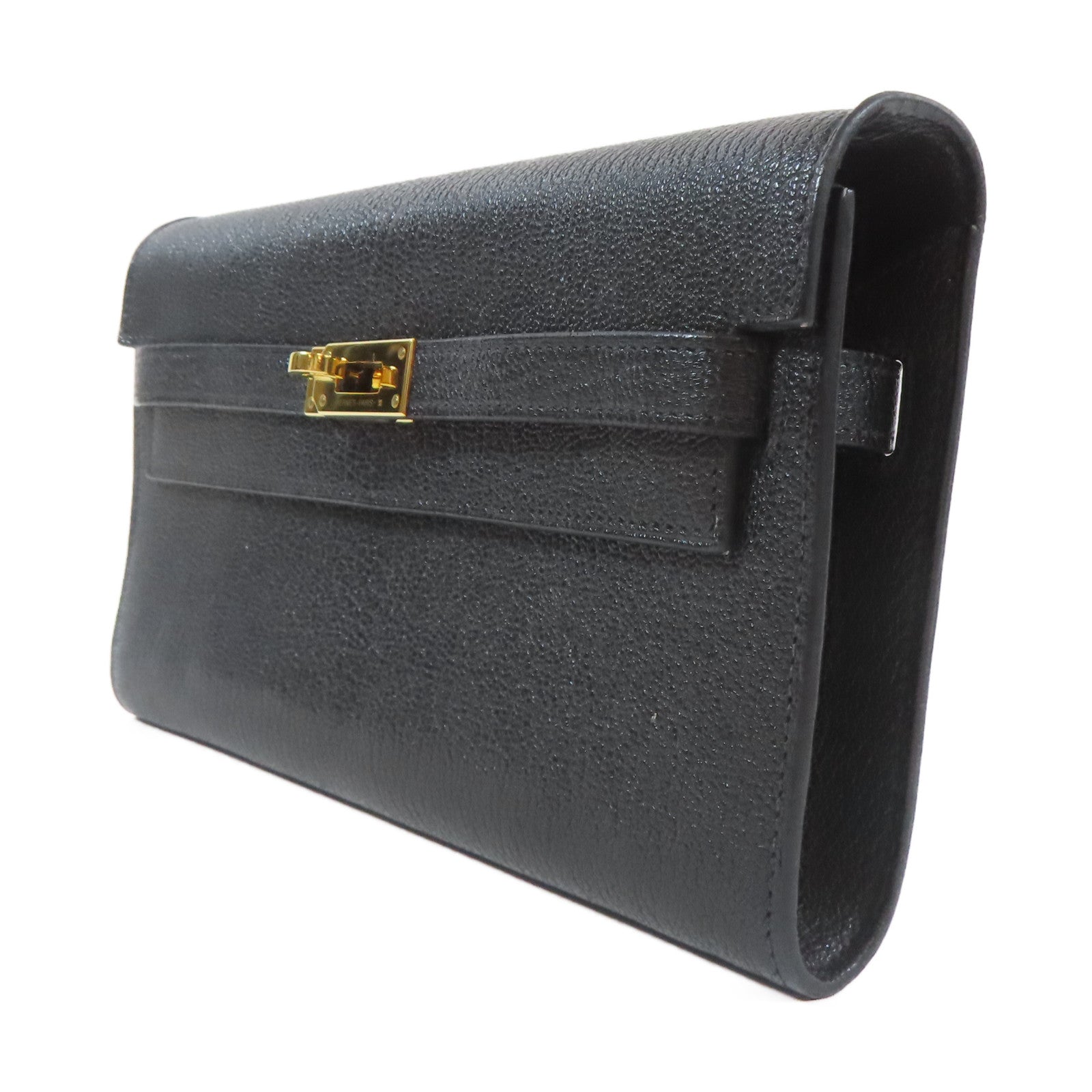 HERMES Chevre皮革Kelly To Go金扣肩背袋Noir黑色