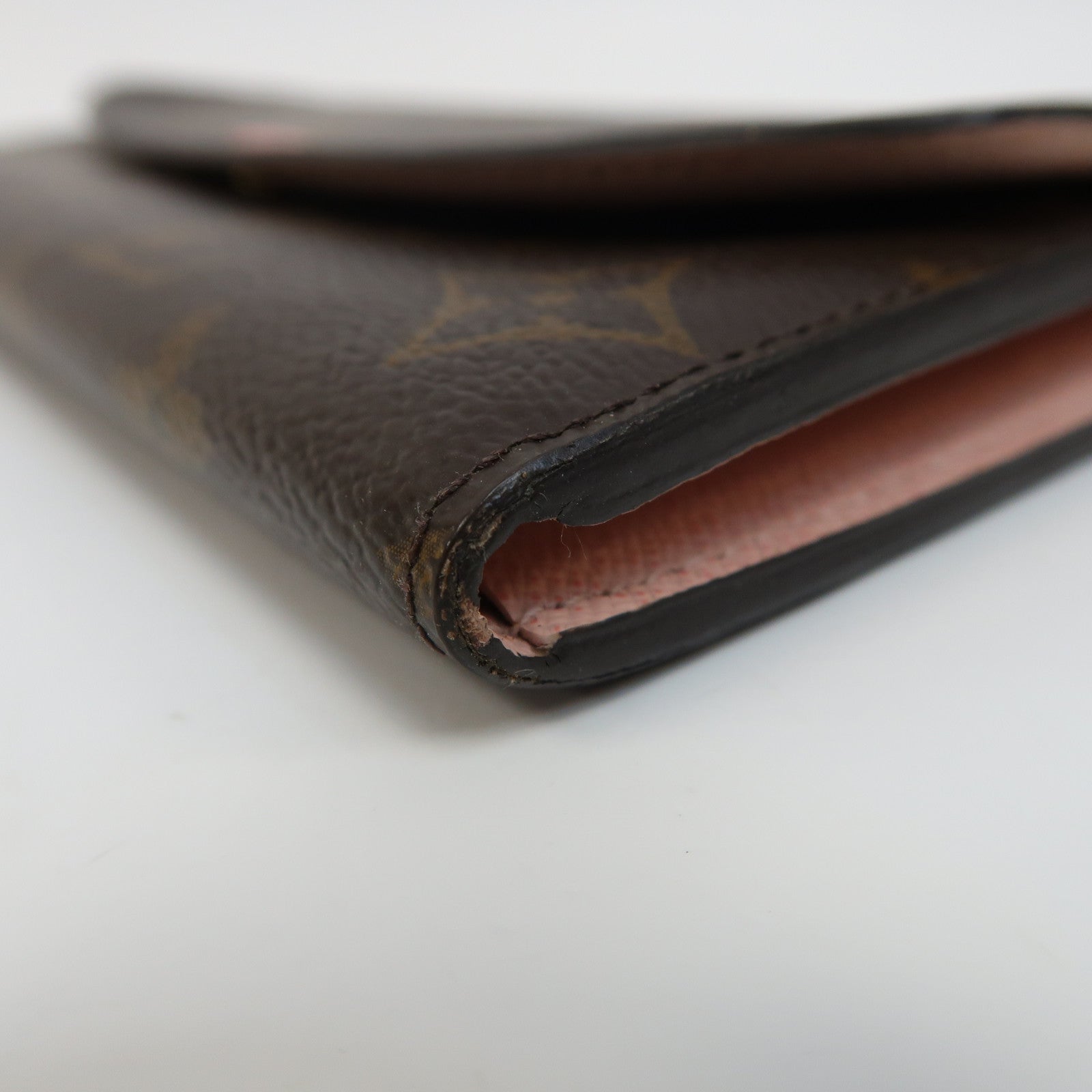 LOUIS VUITTON Monogram Emilie Wallet金扣長錢包啡色/粉紅色