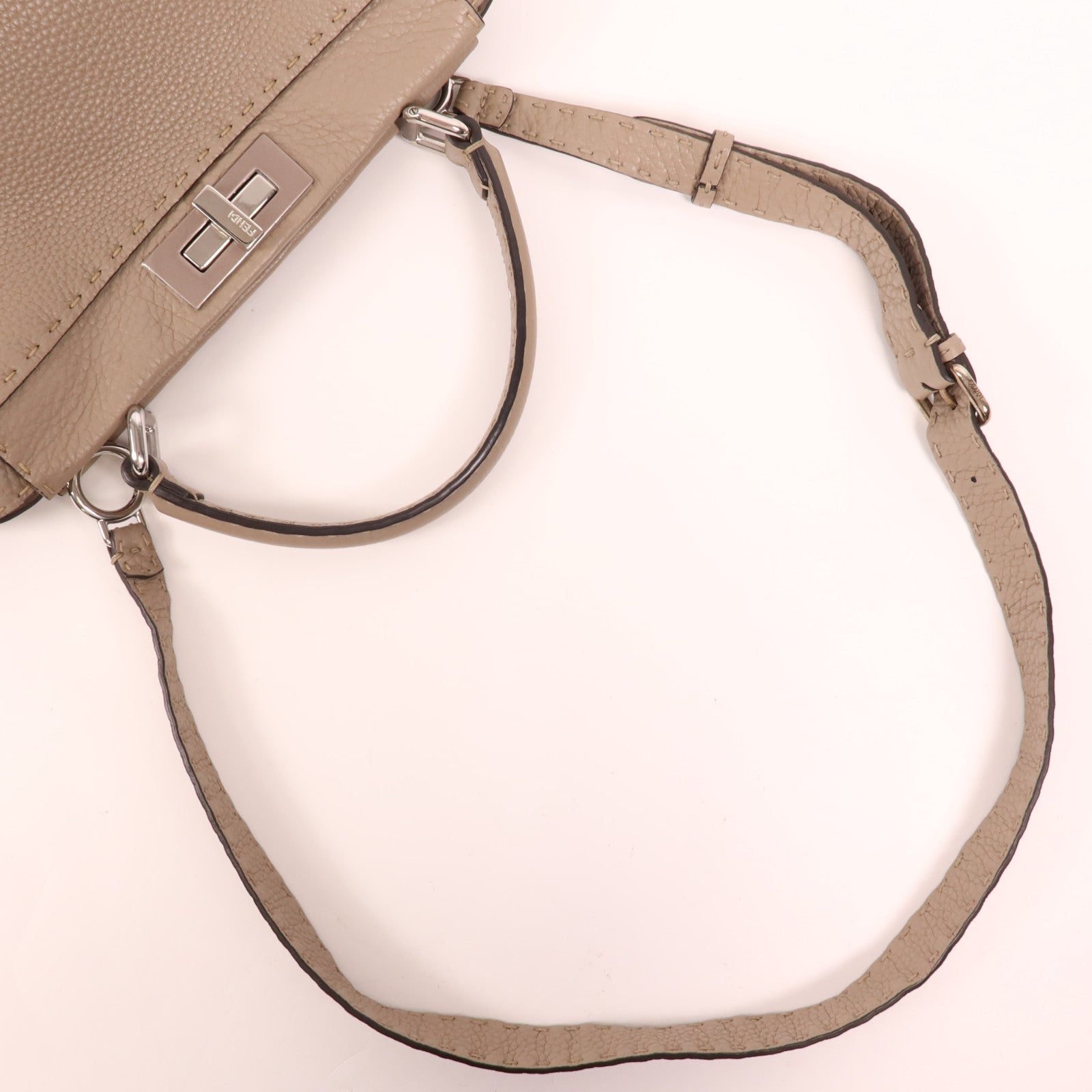 FENDI 牛皮皮革Peekaboo銀扣手挽肩背兩用袋