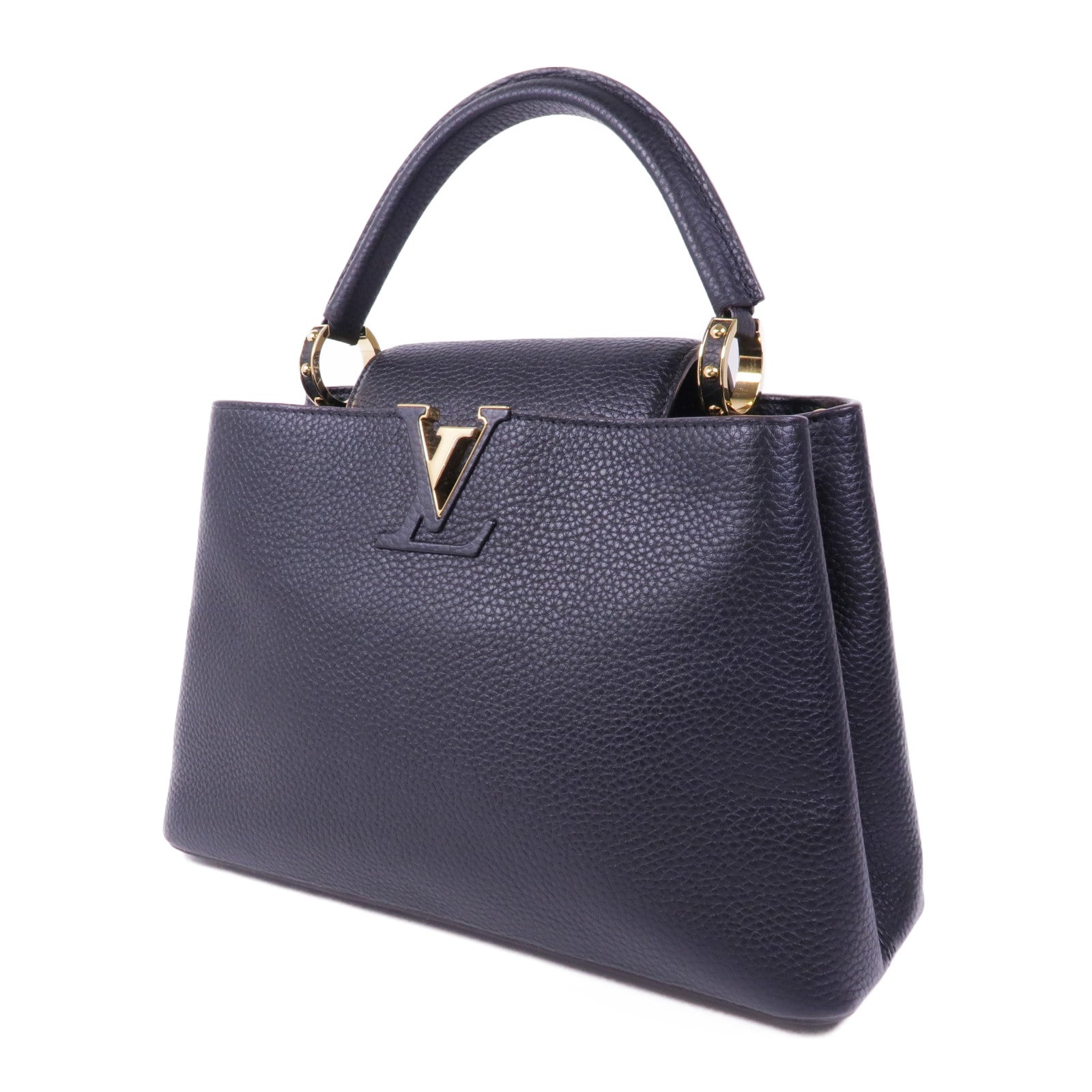 LOUIS VUITTON Taurillon Capucines MM金扣手挽肩背兩用袋