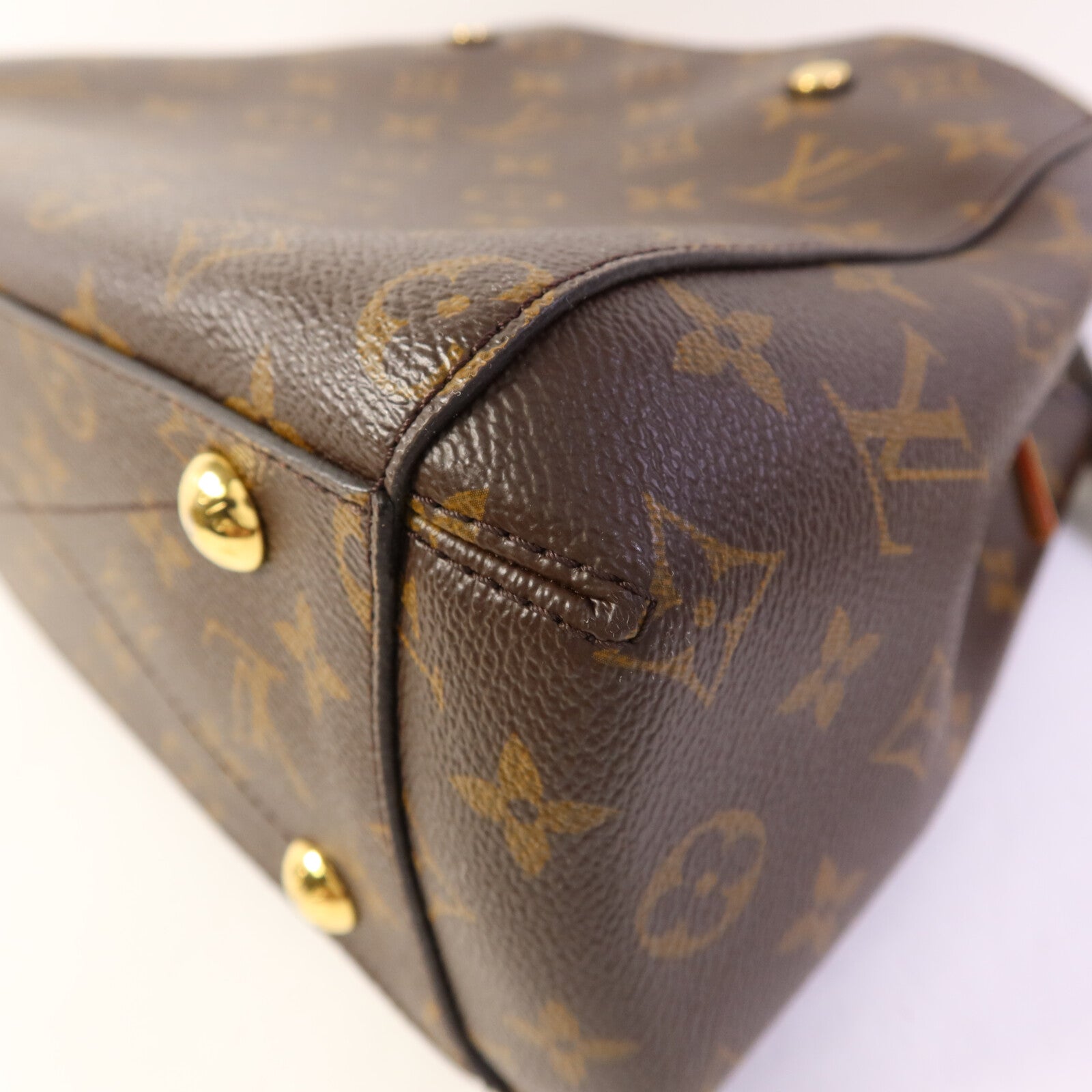 LOUIS VUITTON Monogram Montaigne BB金扣手挽肩背兩用袋棕色