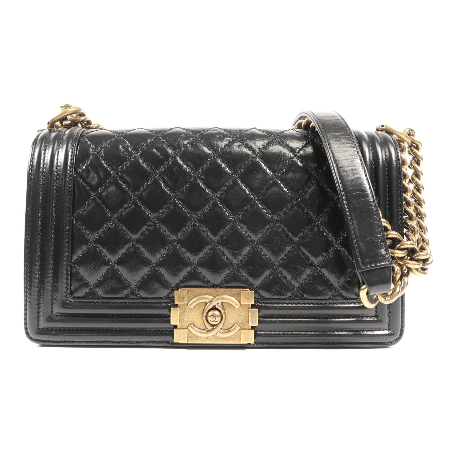 CHANEL 牛皮皮革Boy Chanel金扣肩背袋