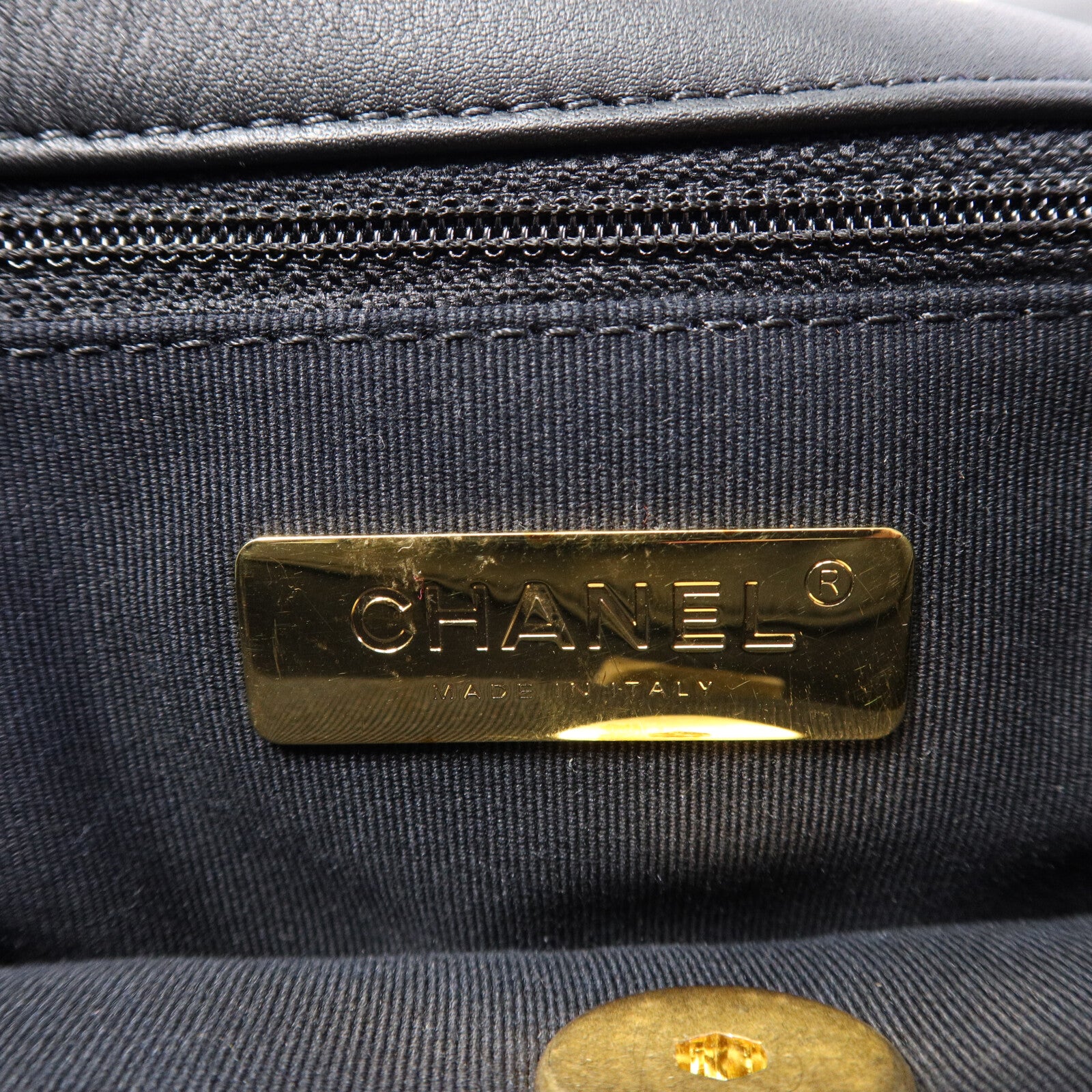 CHANEL 棉質Chanel 19 Medium鏈帶肩背袋