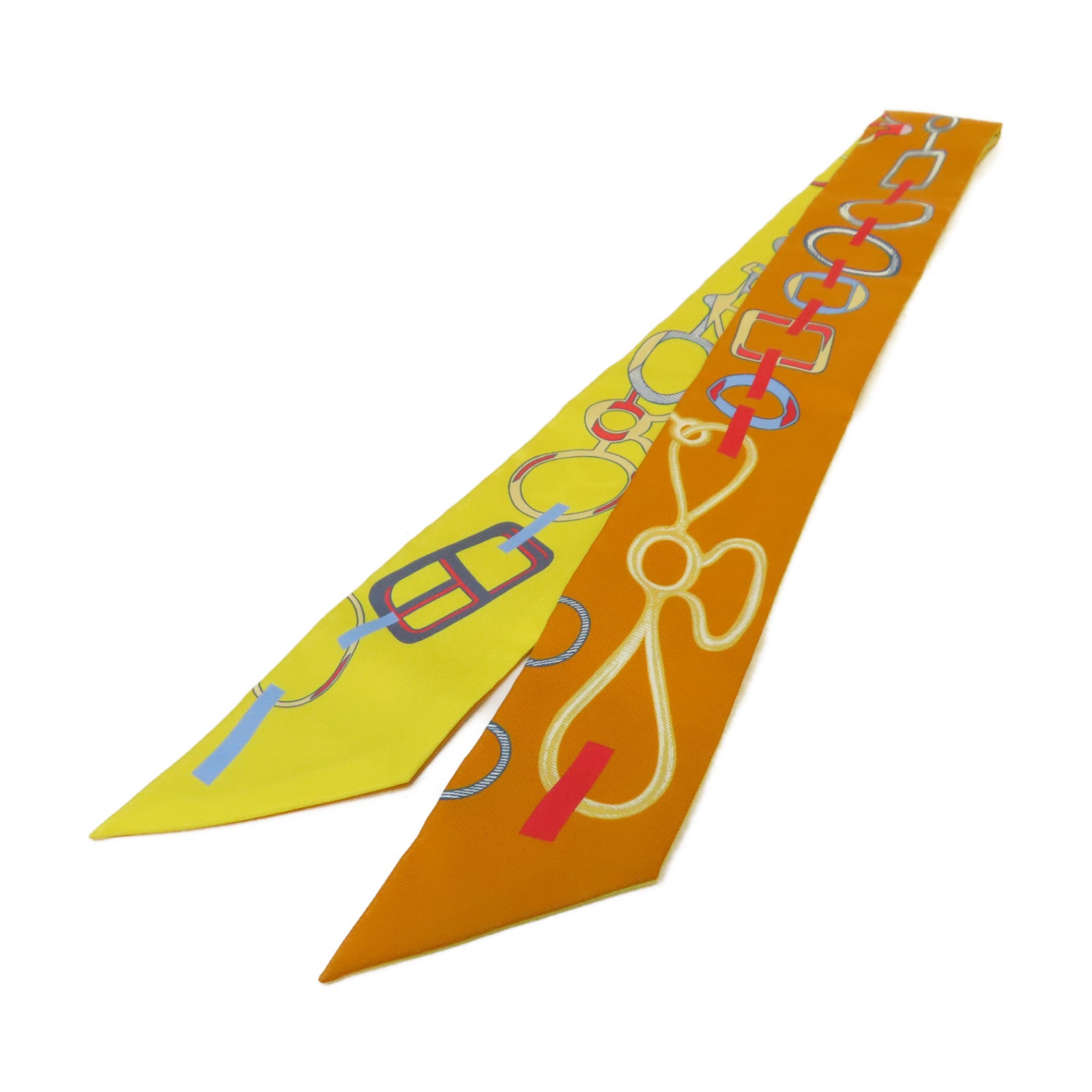 HERMES 【激減優惠】絲質Twilly絲巾橙色/黃色