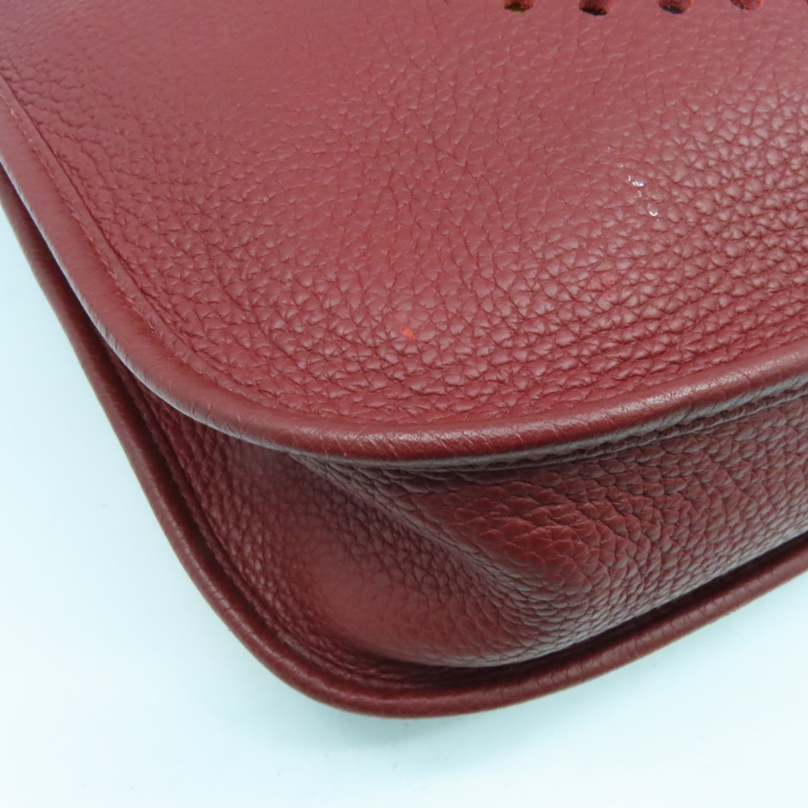 HERMES 【激減優惠】Clemence皮革Evelyne GM銀扣肩背袋Rouge H愛馬仕紅色