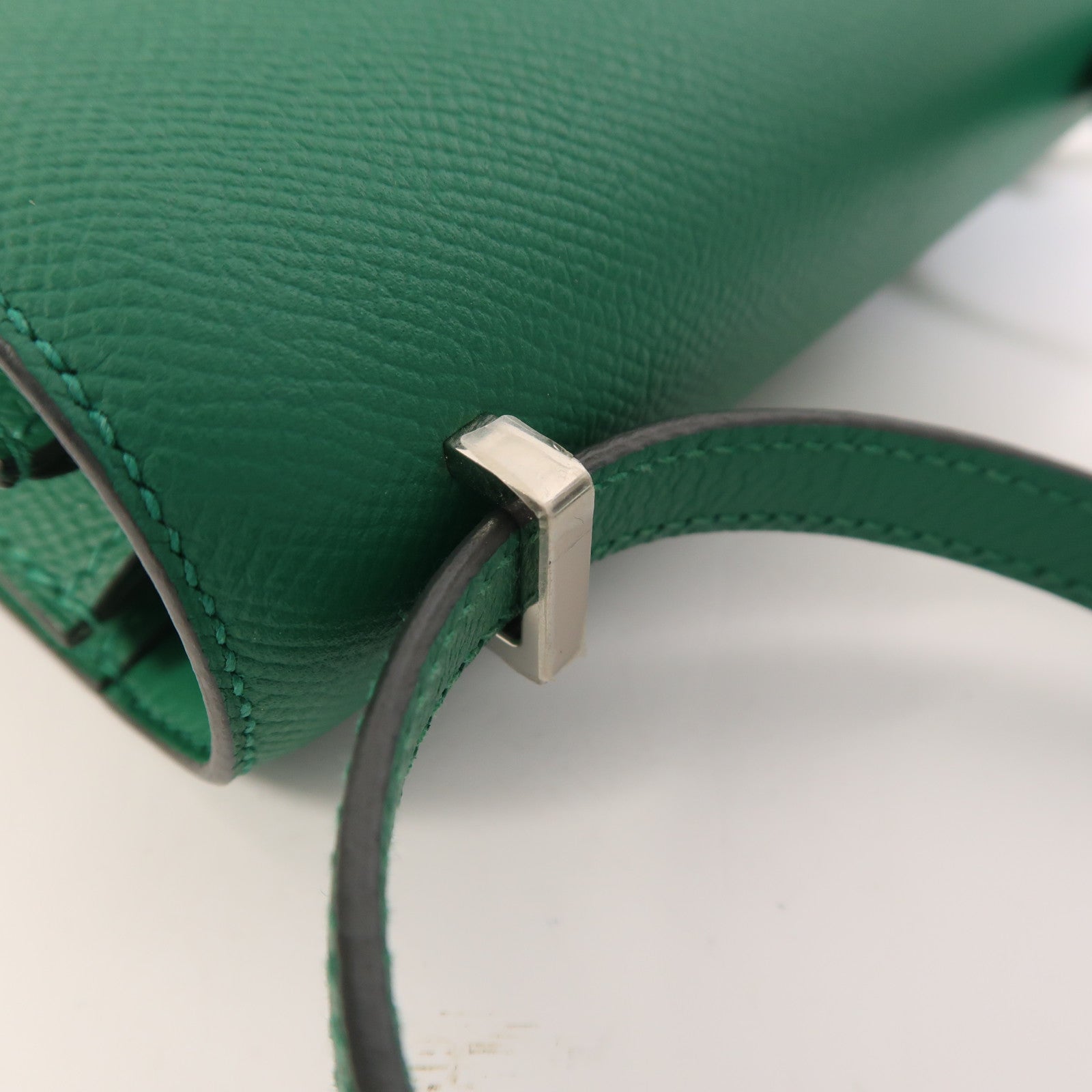 HERMES Epsom皮革Constance Mini銀扣肩背袋Vert Vertigo