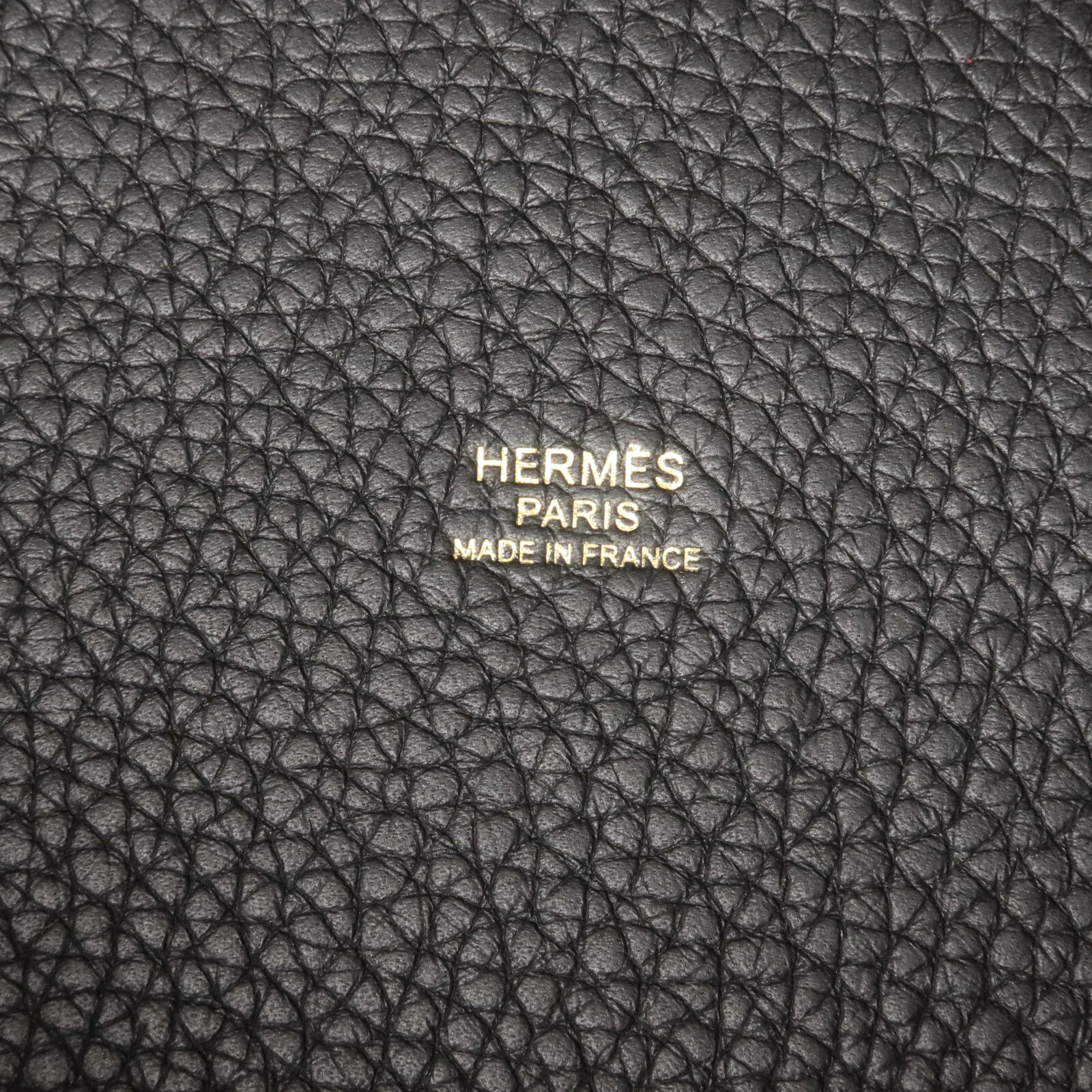 HERMES Clemence皮革Picotin MM扣手挽袋Noir