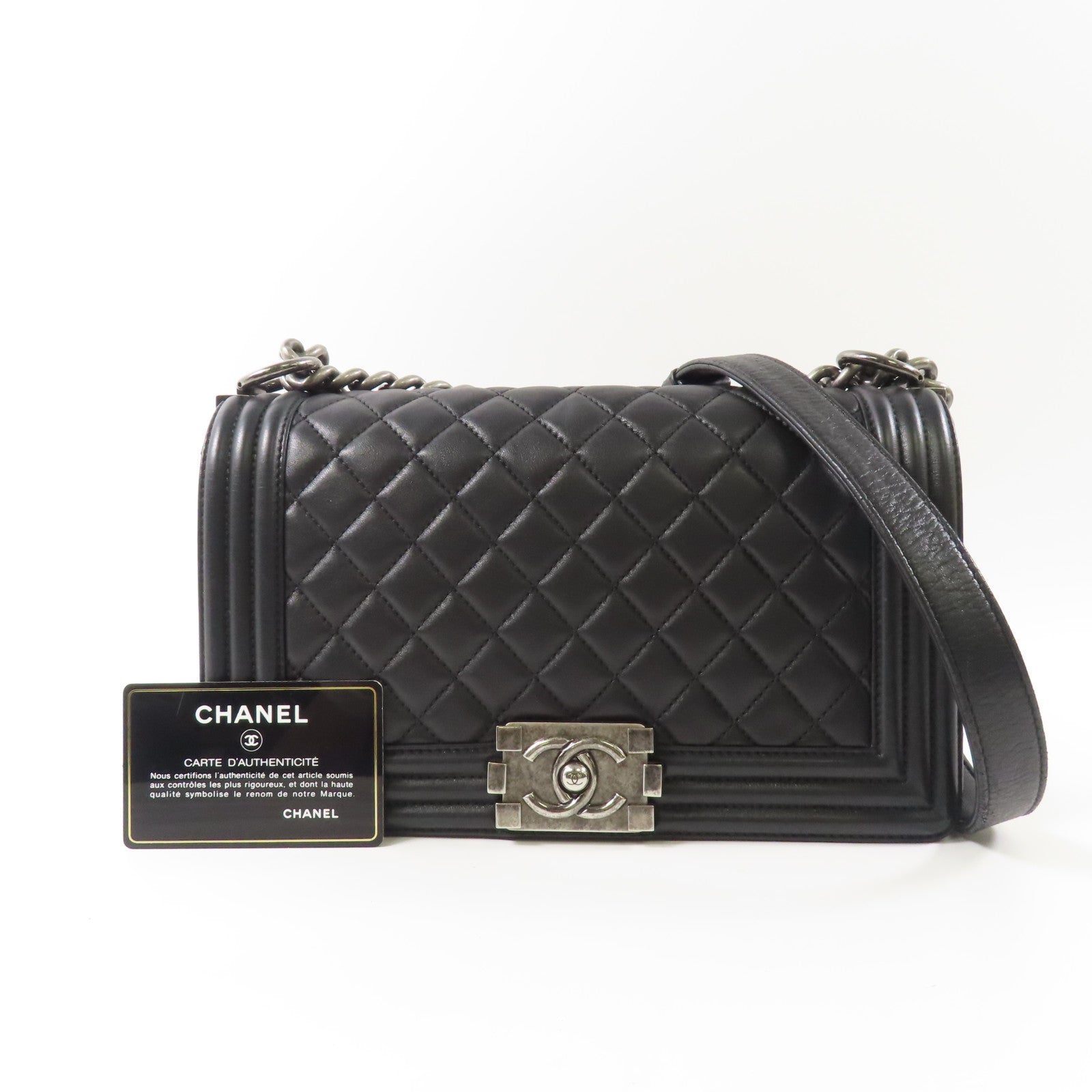 CHANEL 羊皮皮革Boy 25 Shoulder Bag鏈帶肩背袋