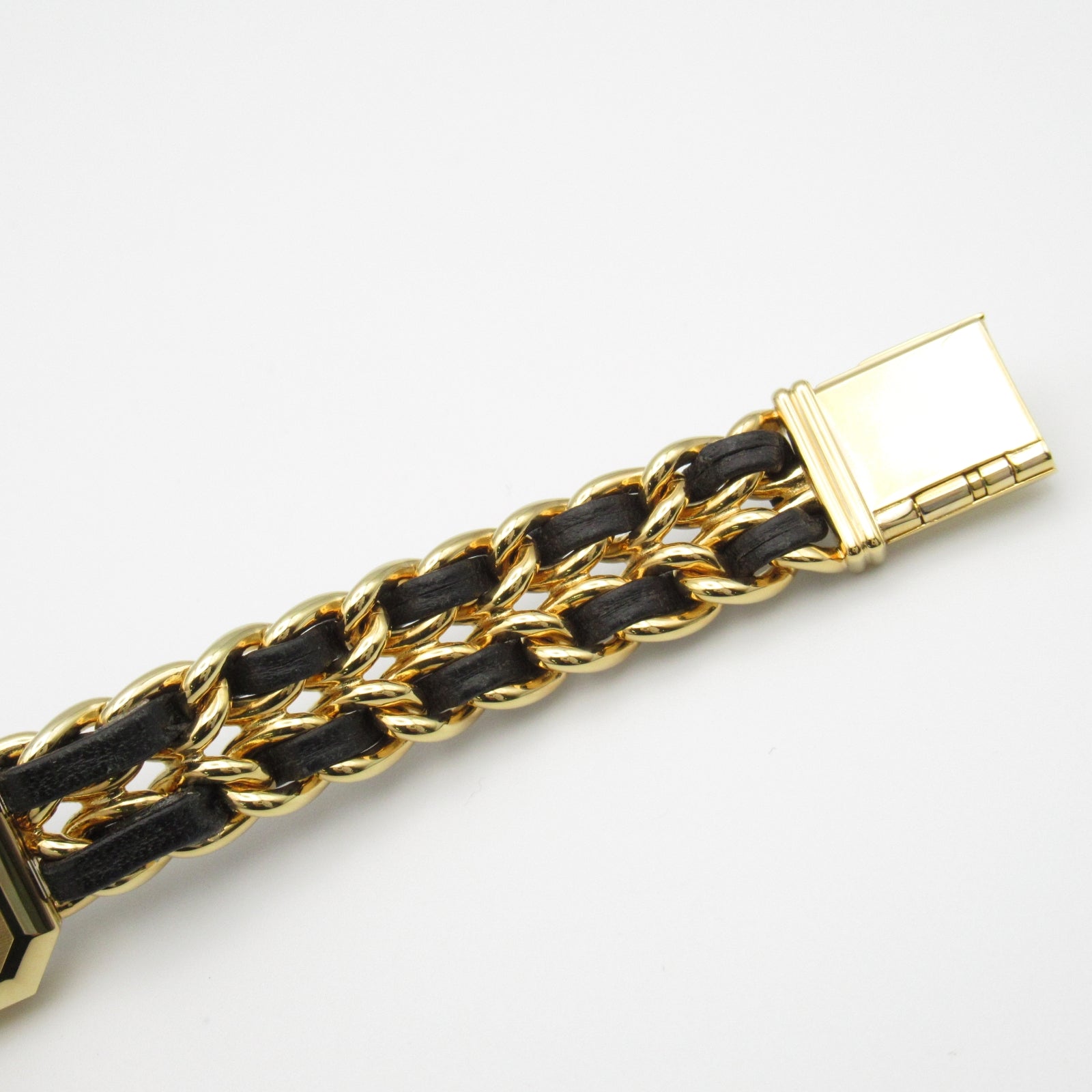 CHANEL Premiere M鍍金/皮革手錶石英機芯黑色
