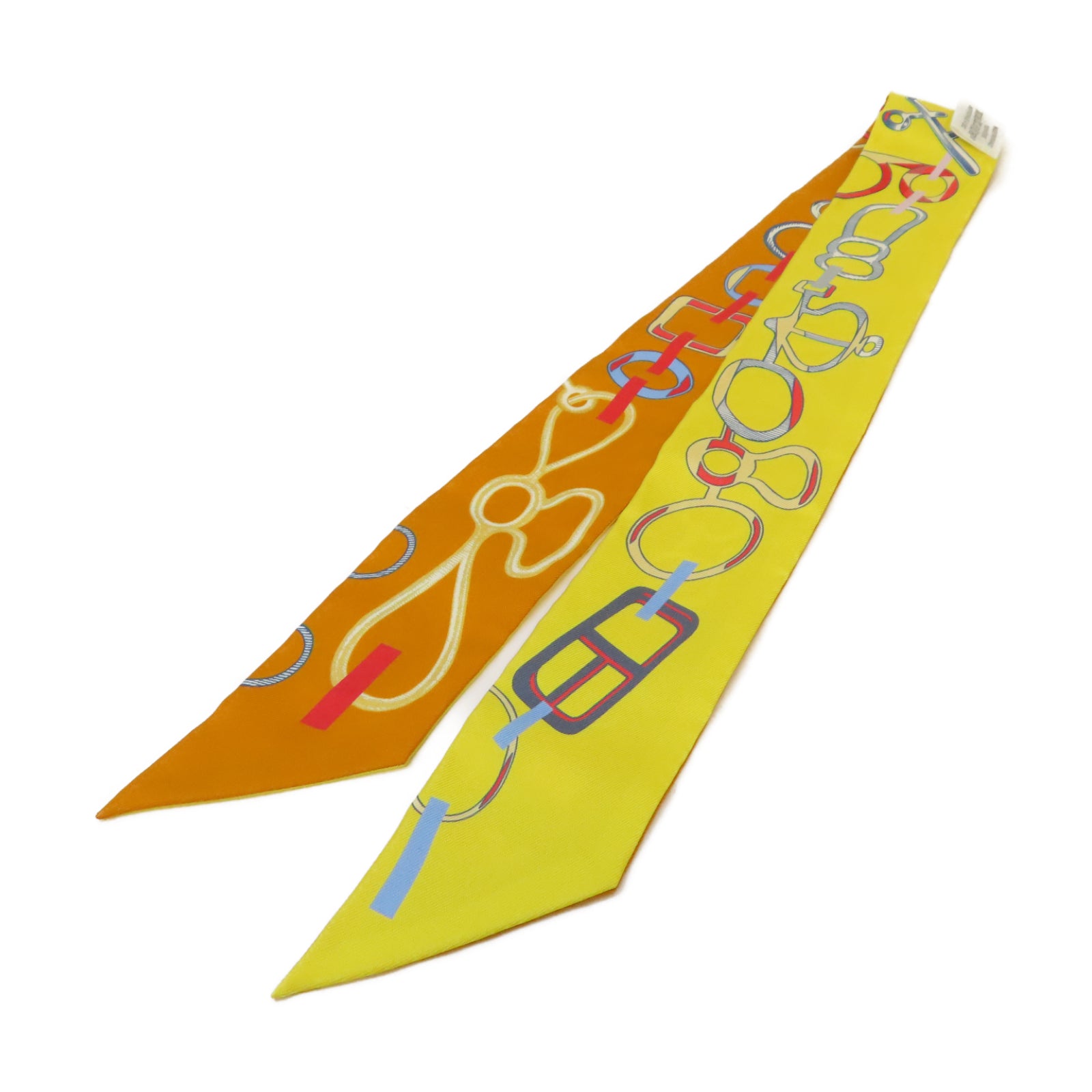 HERMES 【激減優惠】絲質Twilly絲巾橙色/黃色